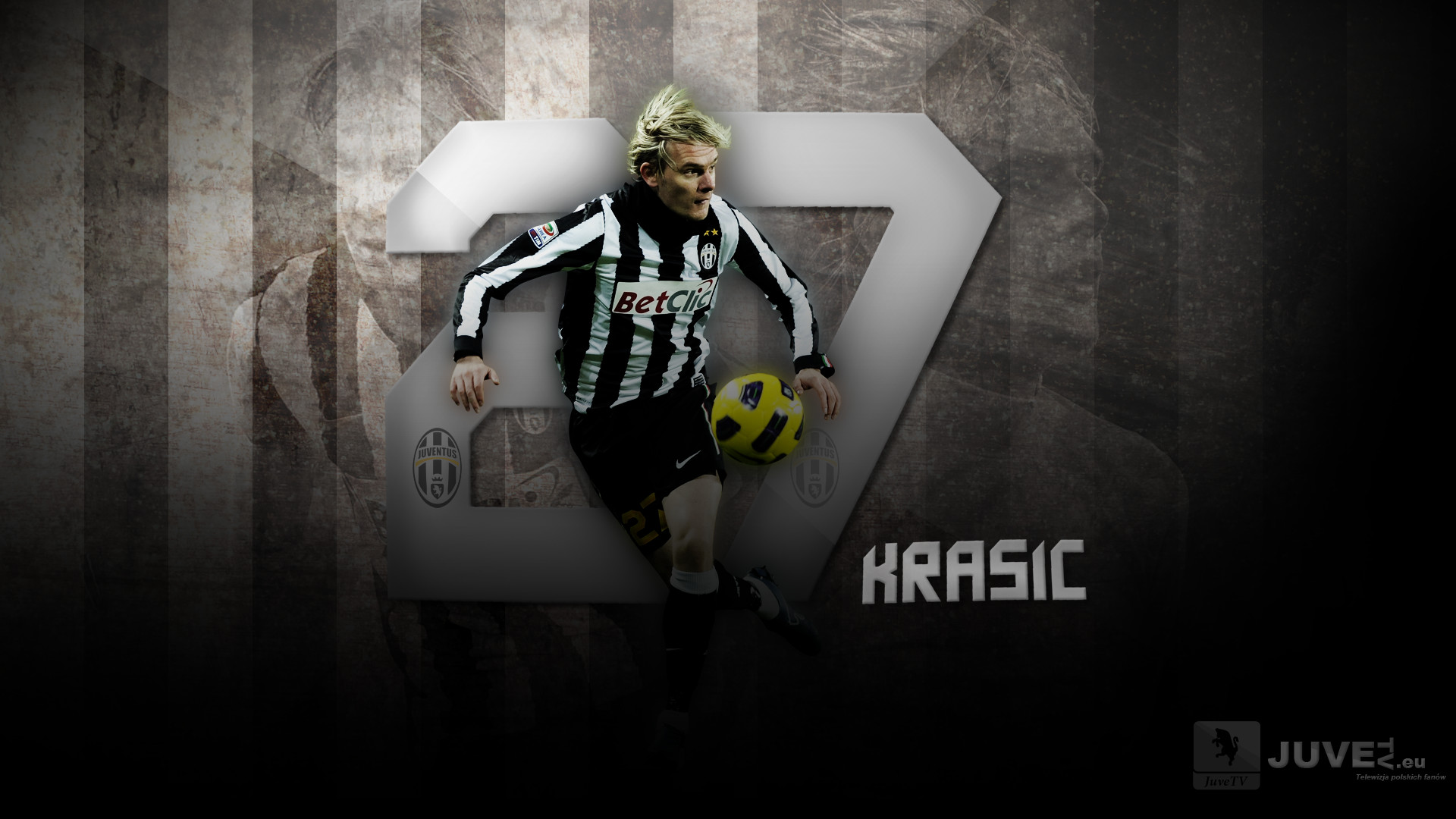 Juventus, Miloš Krasić, Numero 27, Pallone, Full HD, sfondo per PC