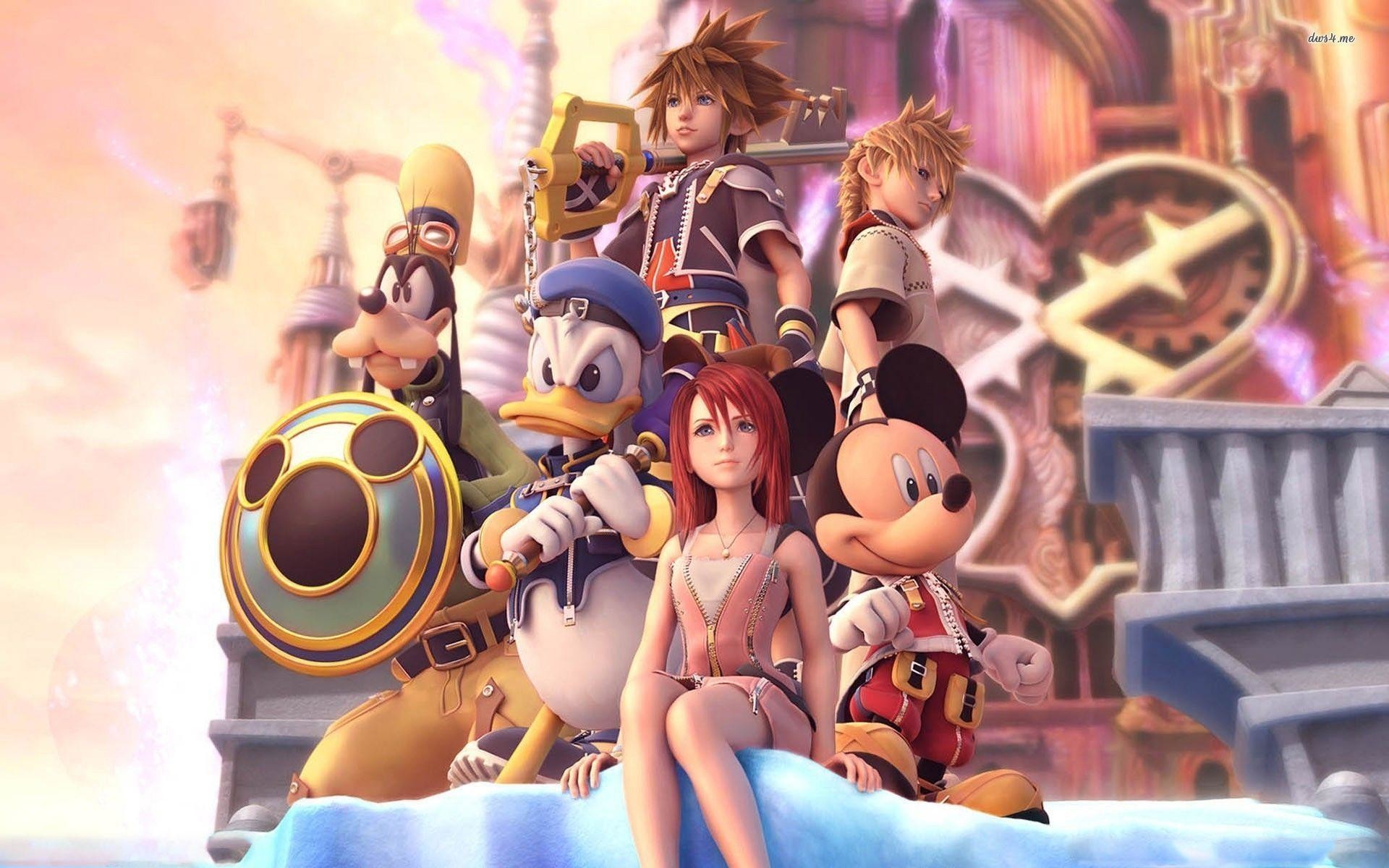 Sora, Kairi, Paperino, Pippo, Topolino, Riku, Kingdom Hearts II, Castello Disney, sfondo per PC