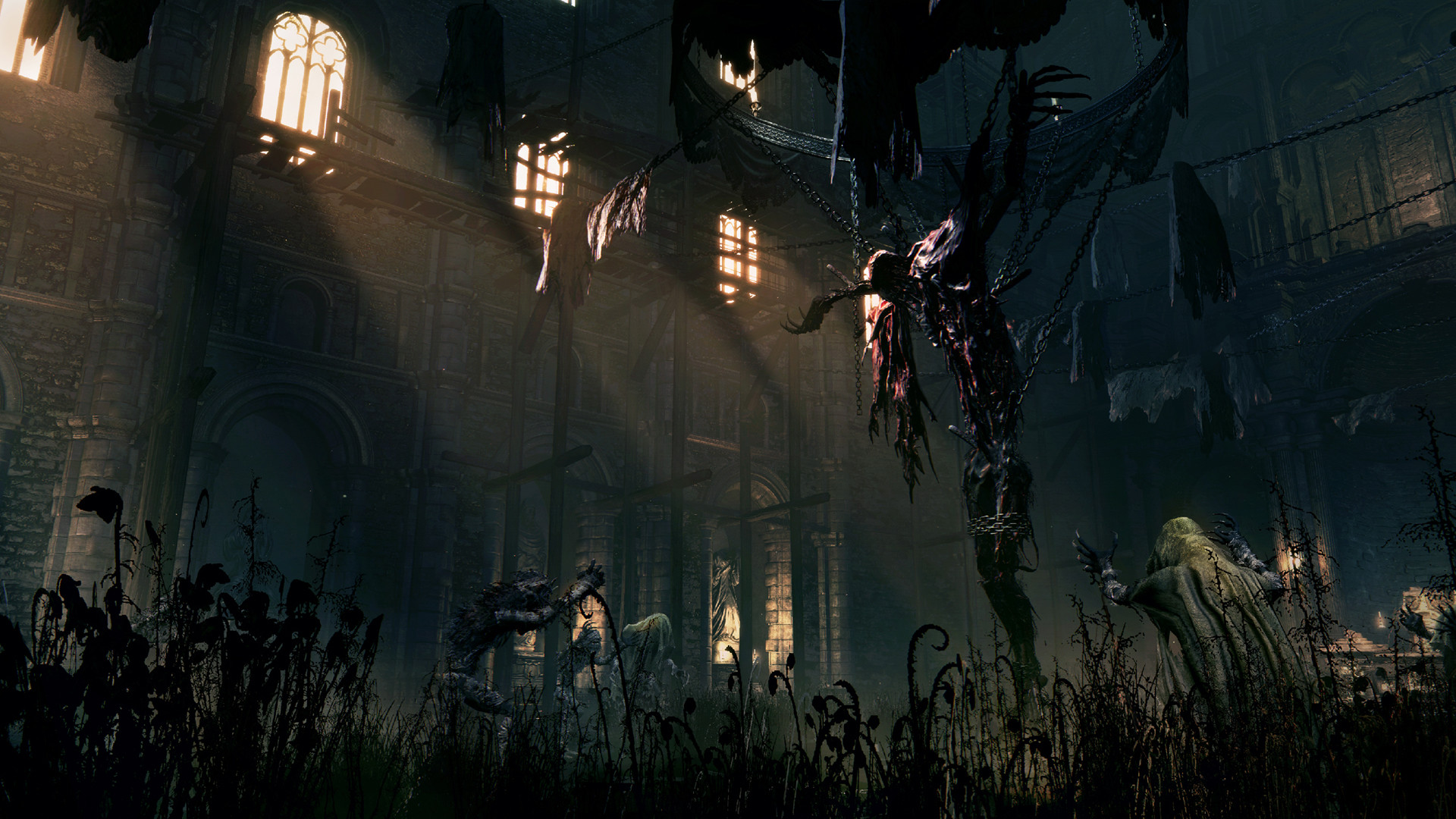 Bloodborne, Yharnam, Mostro, Raggi di luce, 1920x1080, sfondo per PC