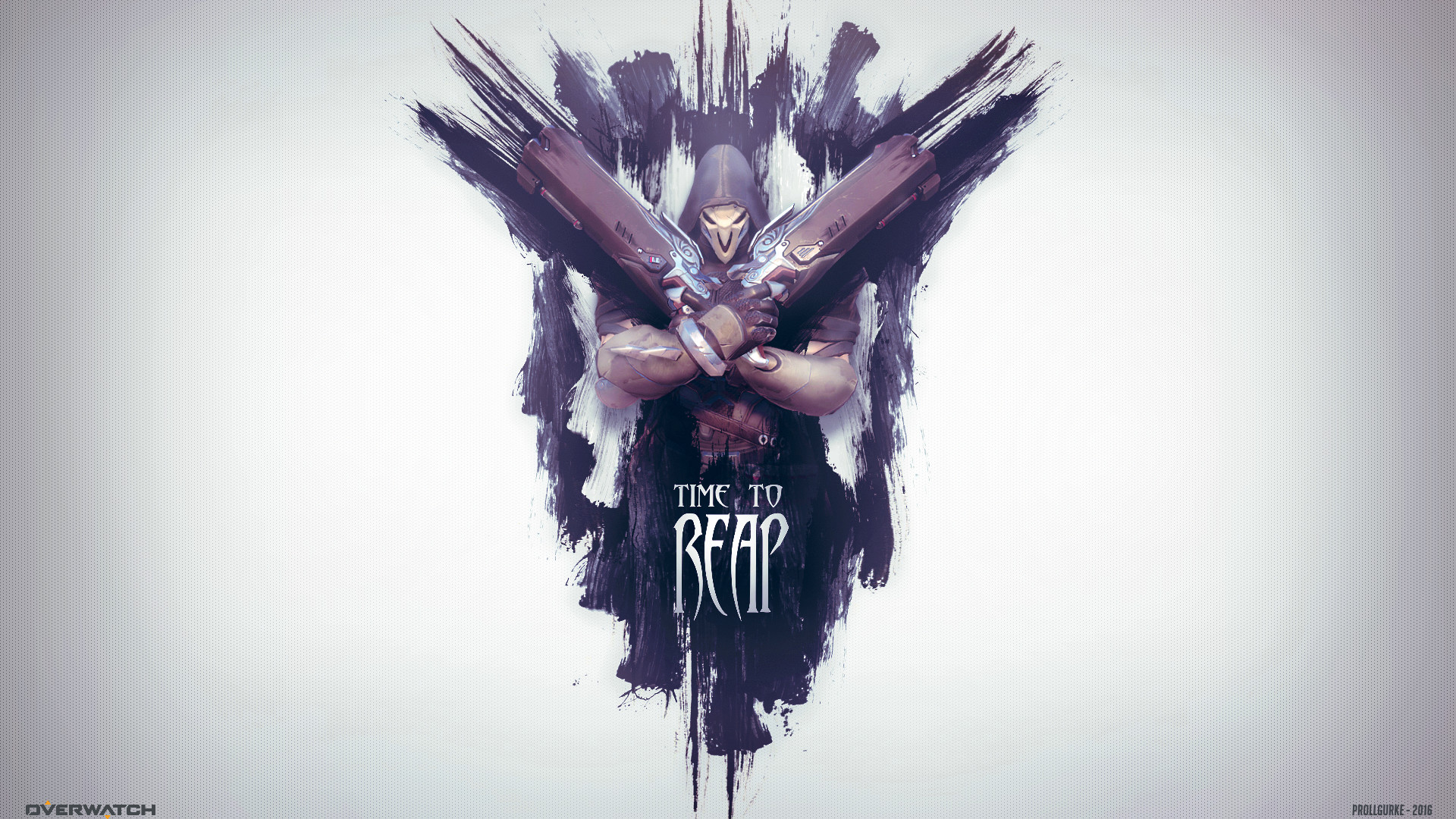 Reaper, Overwatch, Time to Reap, Pennellate, Sfondo bianco, Full HD, wallpaper desktop