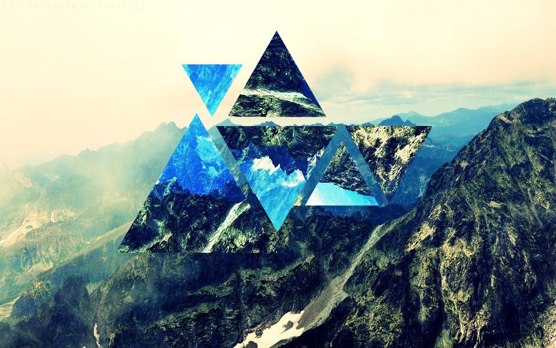 Triangoli, Montagne, Collage, 1920x1200, sfondo per PC