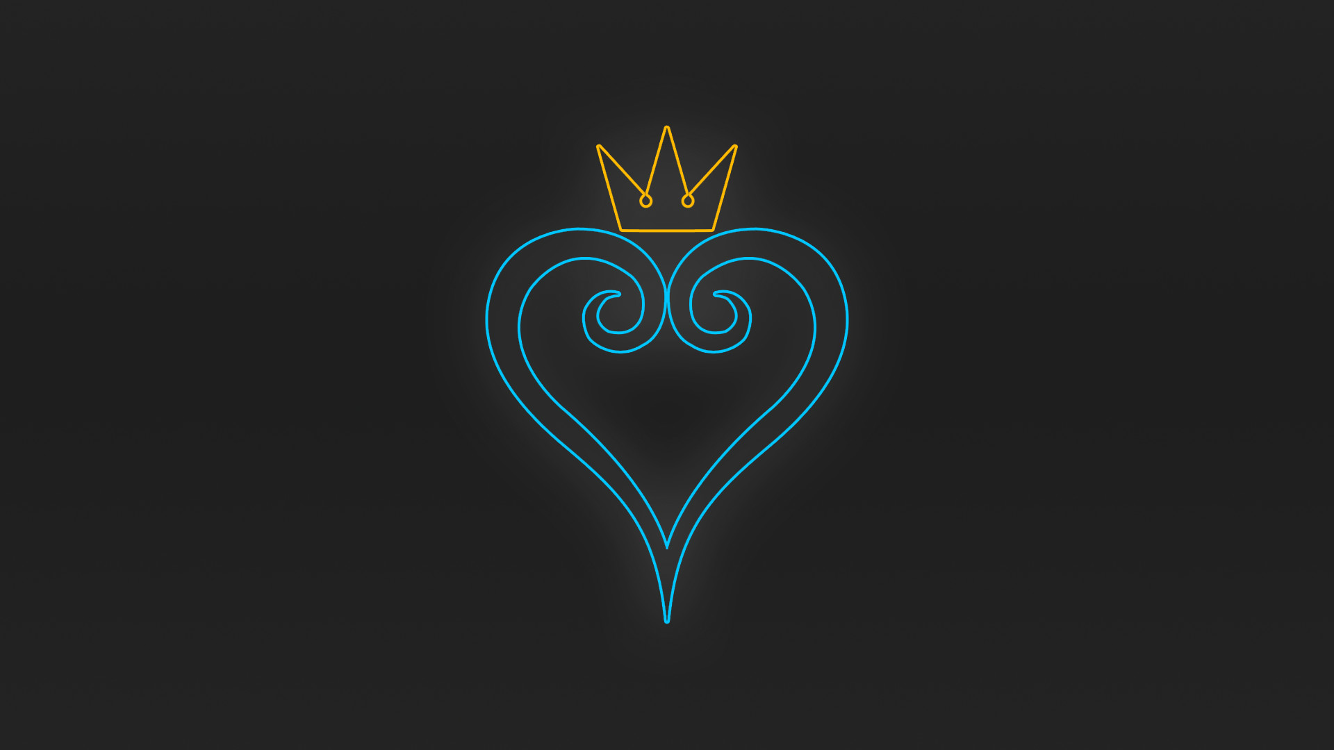 Kingdom Hearts, Logo a cuore, Corona, Minimalismo, Sfondo grigio scuro, wallpaper 1920x1080