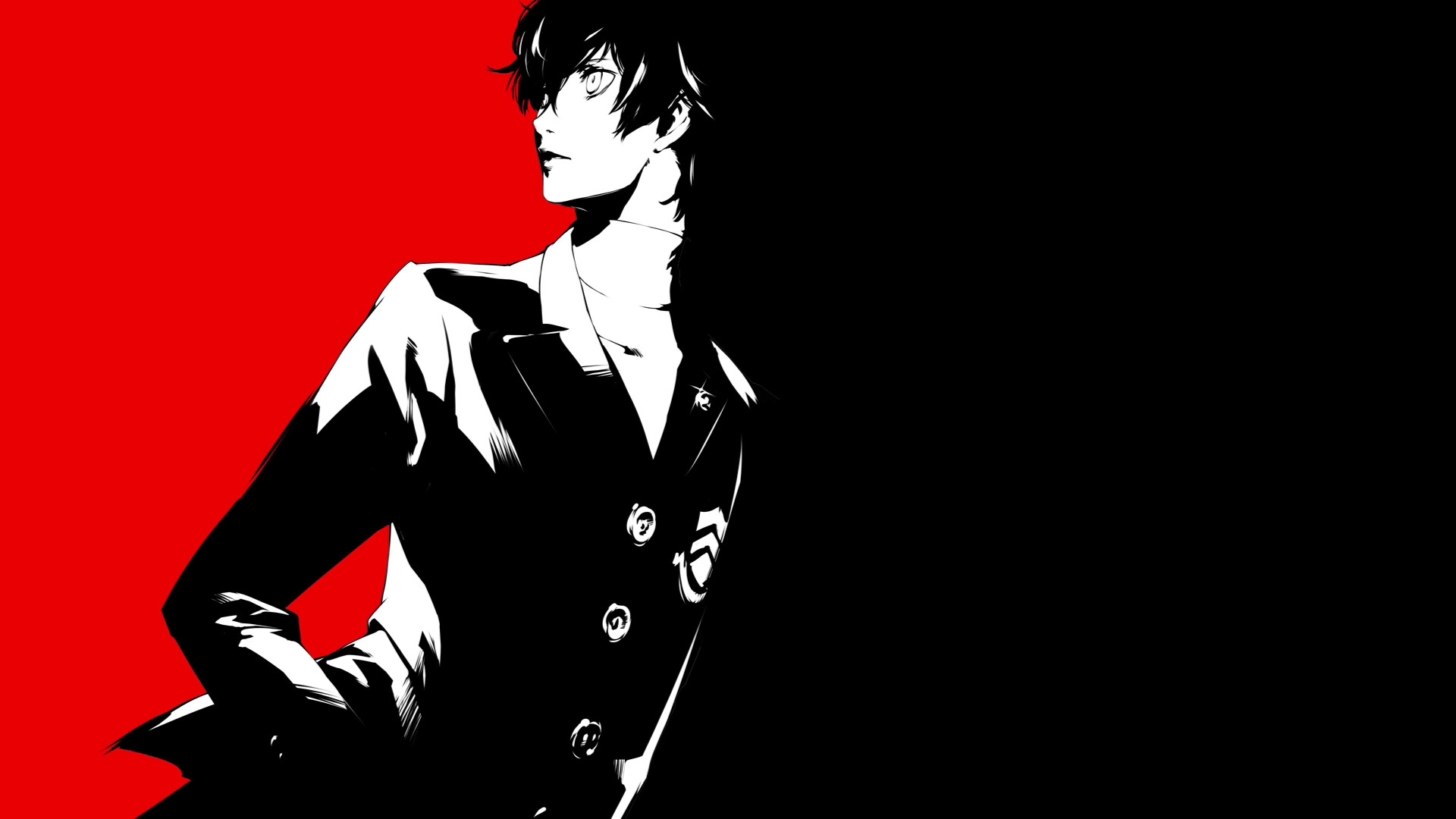 Yusuke Kitagawa, Persona 5, Rosso e nero, Full HD, wallpaper per portatile
