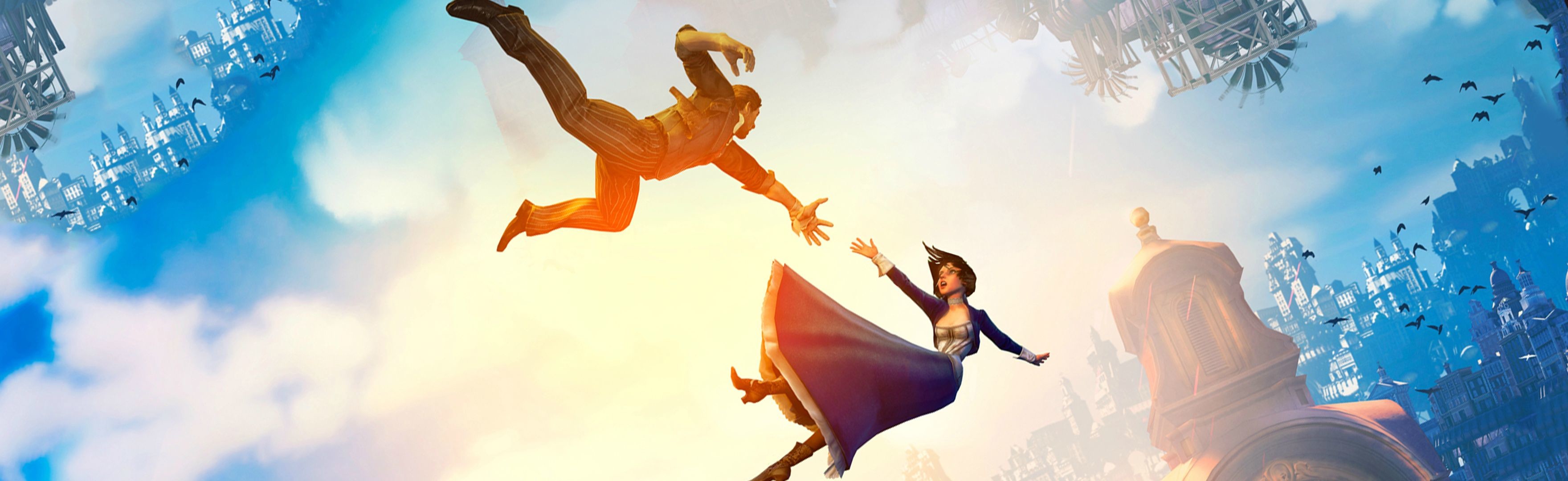 Booker DeWitt, Elizabeth, BioShock Infinite, Caduta, Cielo, HD, sfondo per PC