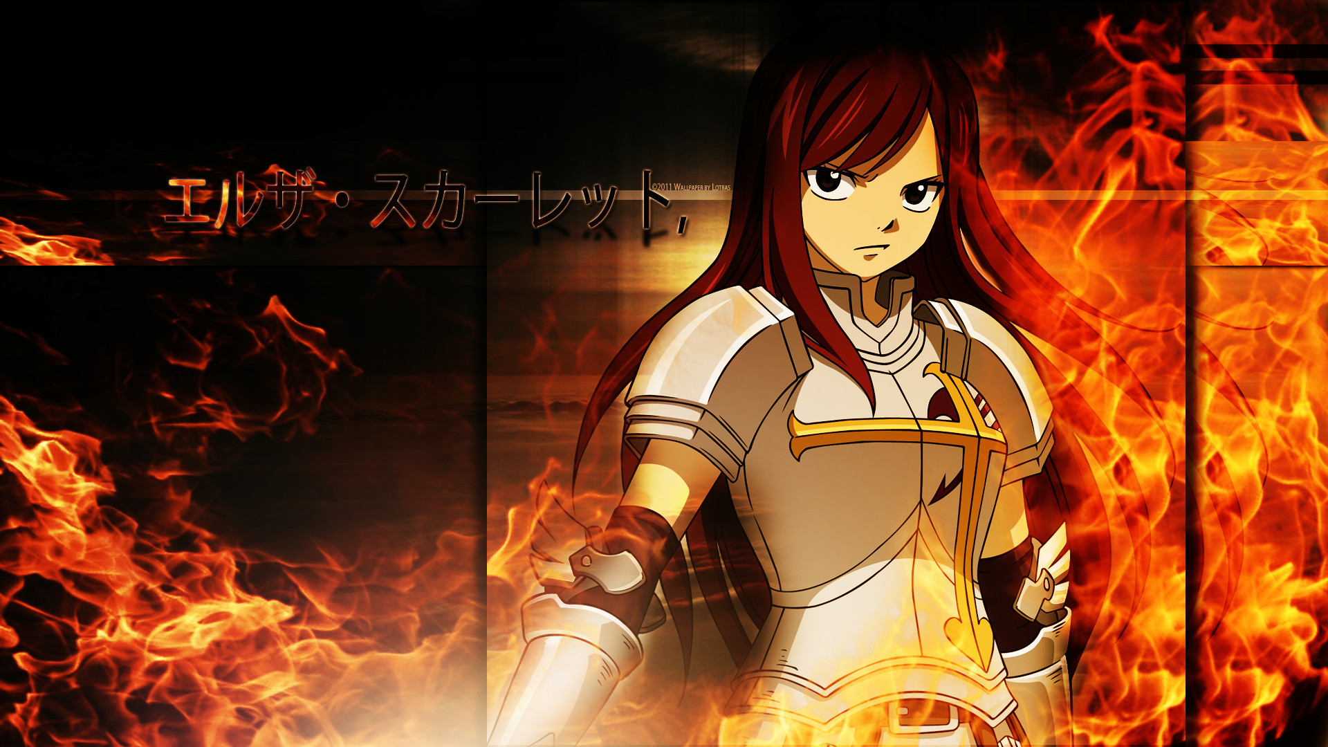 Erza Scarlet, Fairy Tail, Armatura, Fuoco, Full HD, sfondo Windows 11