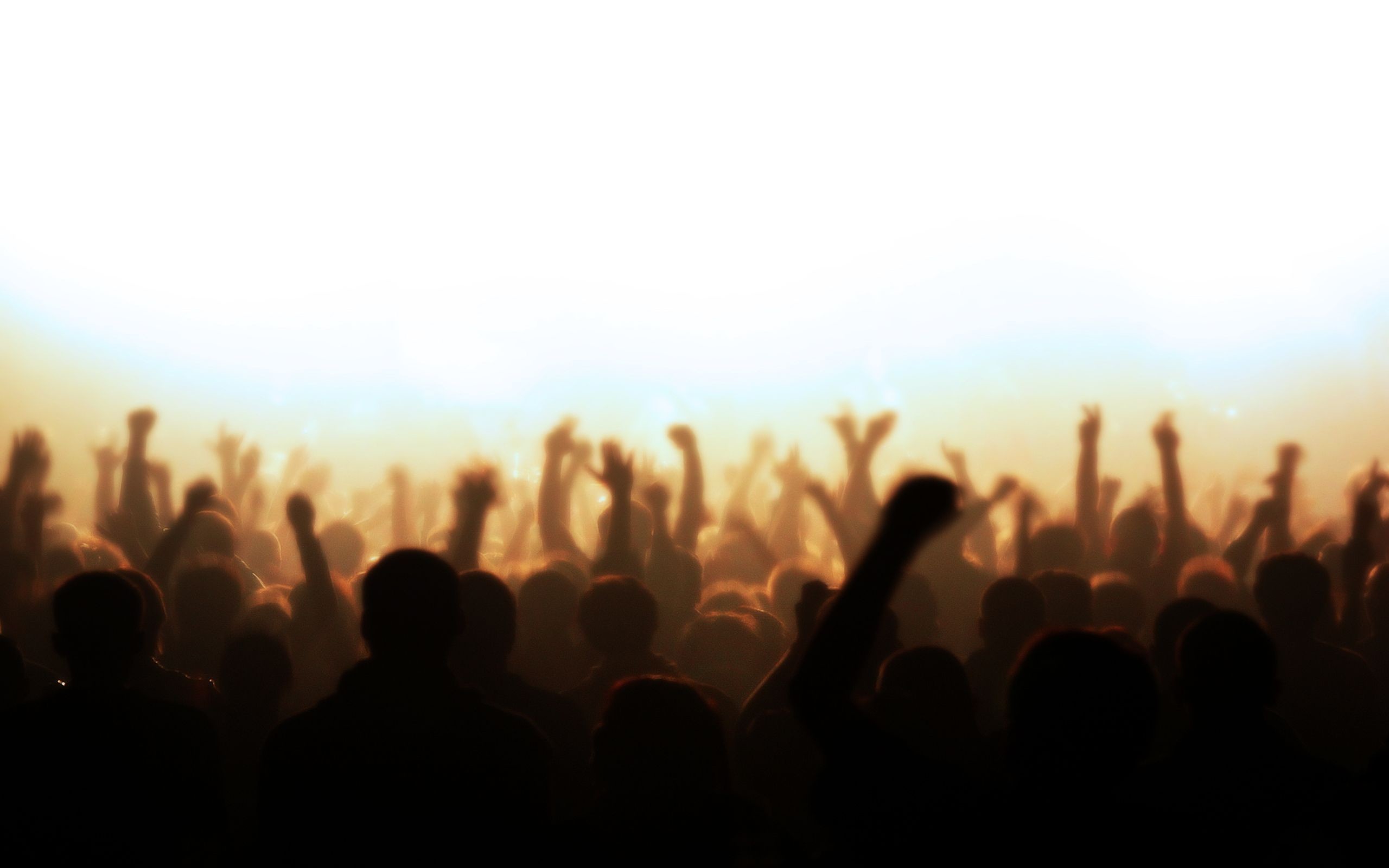 Concerto, Folla, Mani alzate, Silhouette, 2K, sfondo per PC