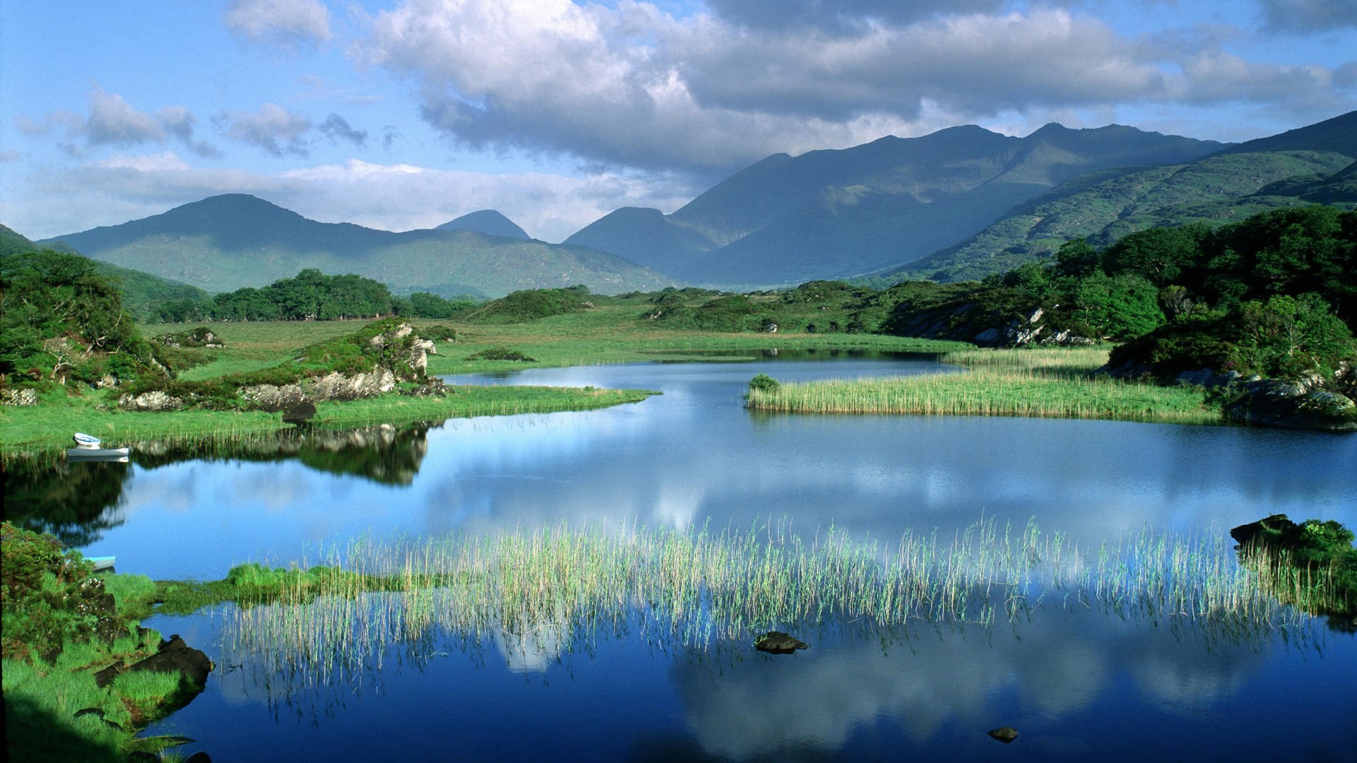 Lago, Montagne, Nuvole, Full HD, sfondo per portatile