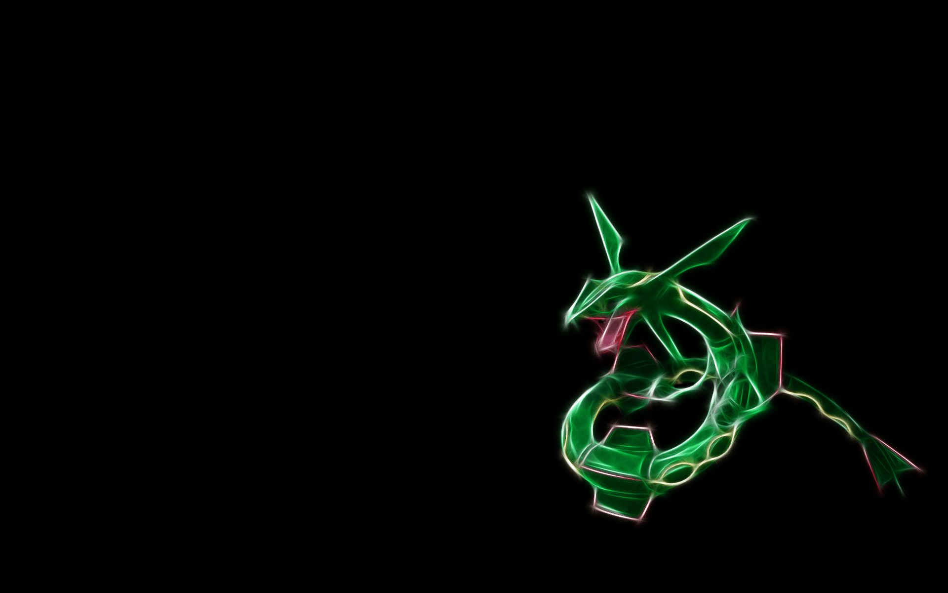 Rayquaza, Pokémon, Neon, Sfondo nero, 1920x1200, wallpaper desktop