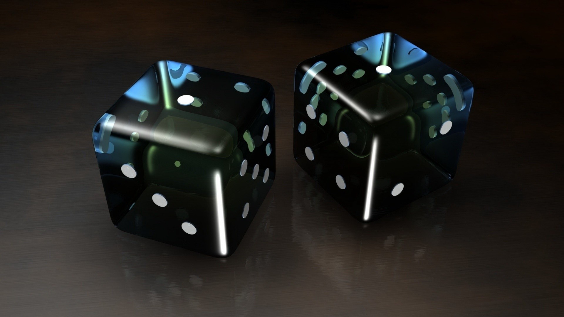 Dadi, Vetro scuro, Rendering 3D, 1920x1080, sfondo per PC