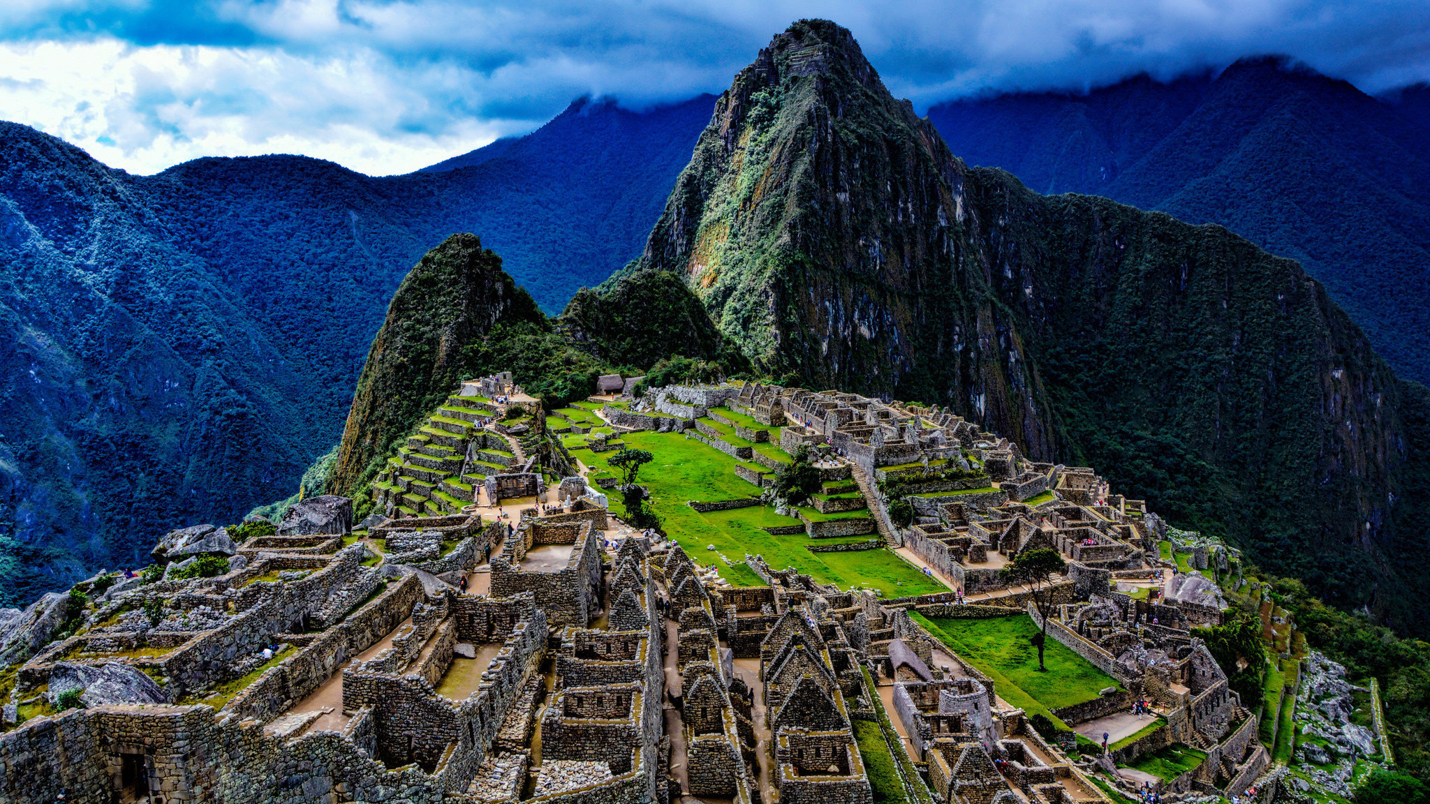 Machu Picchu, Huayna Picchu, Perù, Cielo blu, Full HD, wallpaper desktop