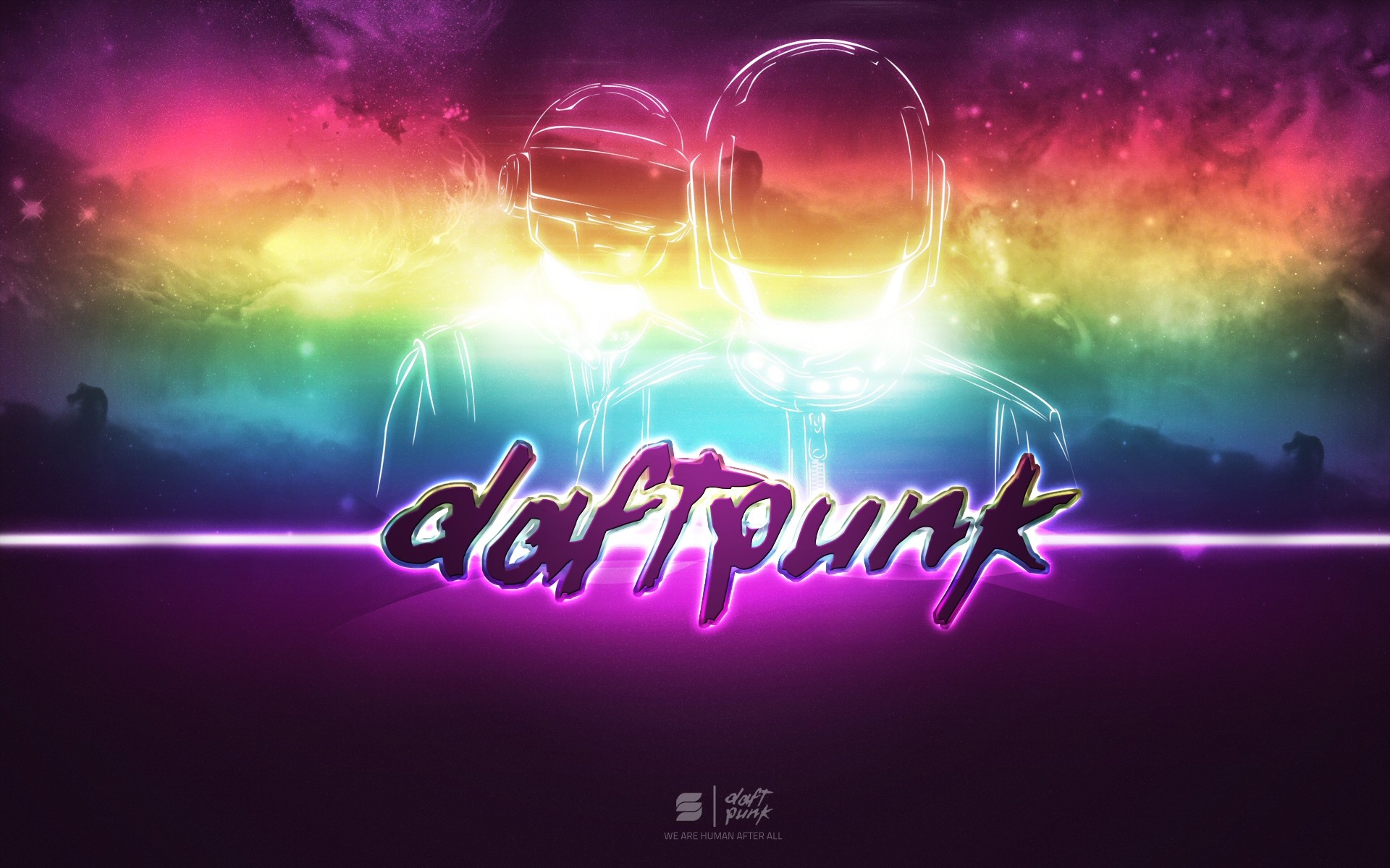 Daft Punk, Arcobaleno, Neon, Musica elettronica, Logo, 1920x1200, sfondo MacBook Pro