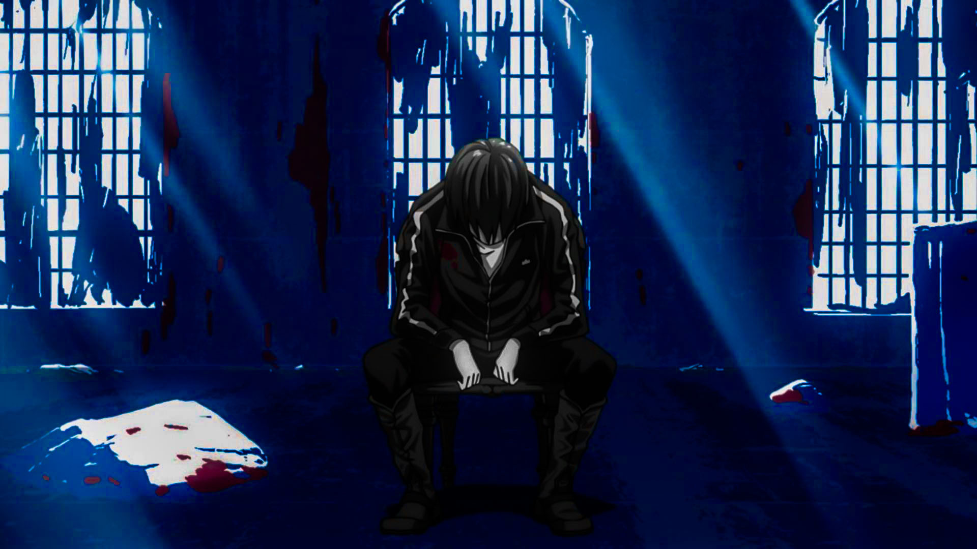 Yato, Noragami, Stanza buia, Blu, Toni scuri, Full HD, sfondo per portatile