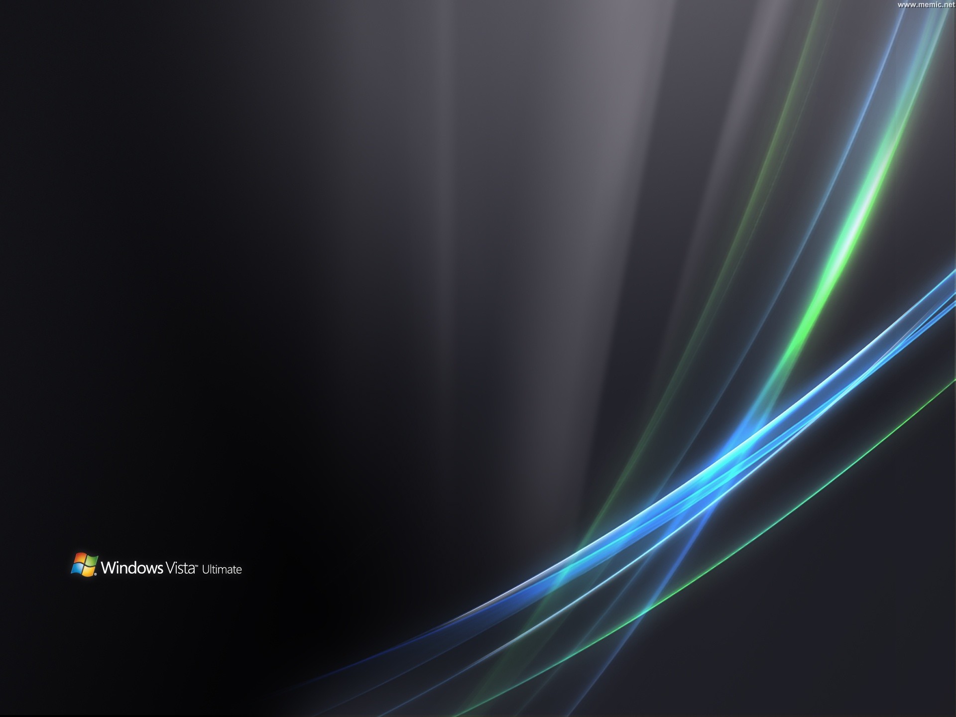 Windows Vista, Linee curve, Sfondo nero, Full HD, wallpaper per tablet