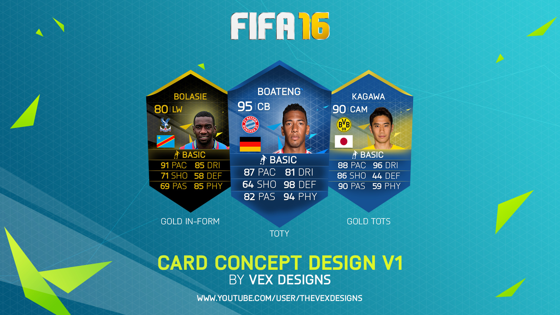 FIFA 16, FIFA Ultimate Team, Jérôme Boateng, Shinji Kagawa, Card concept, sfondo 16:9 Full HD