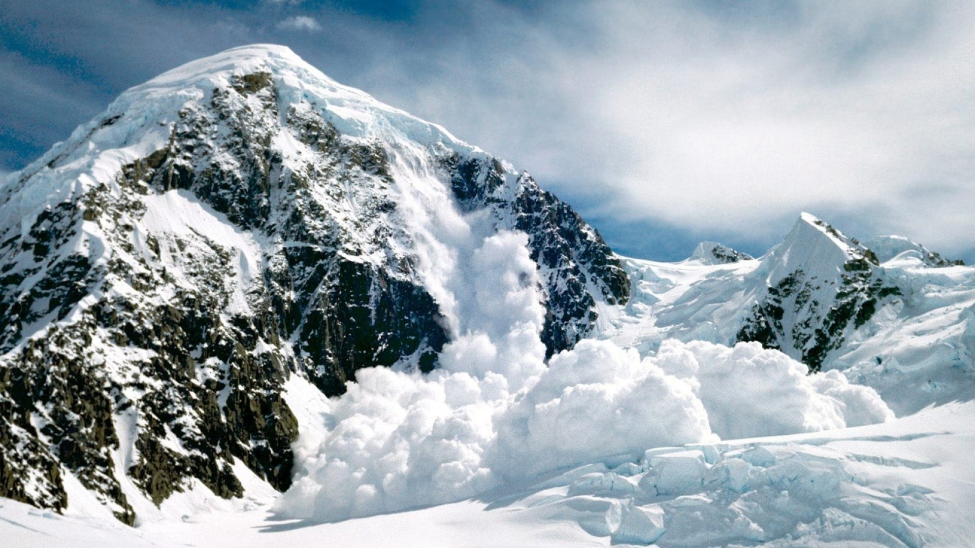 Valanga, Montagna innevata, Neve, Cielo, 1920x1080, wallpaper desktop