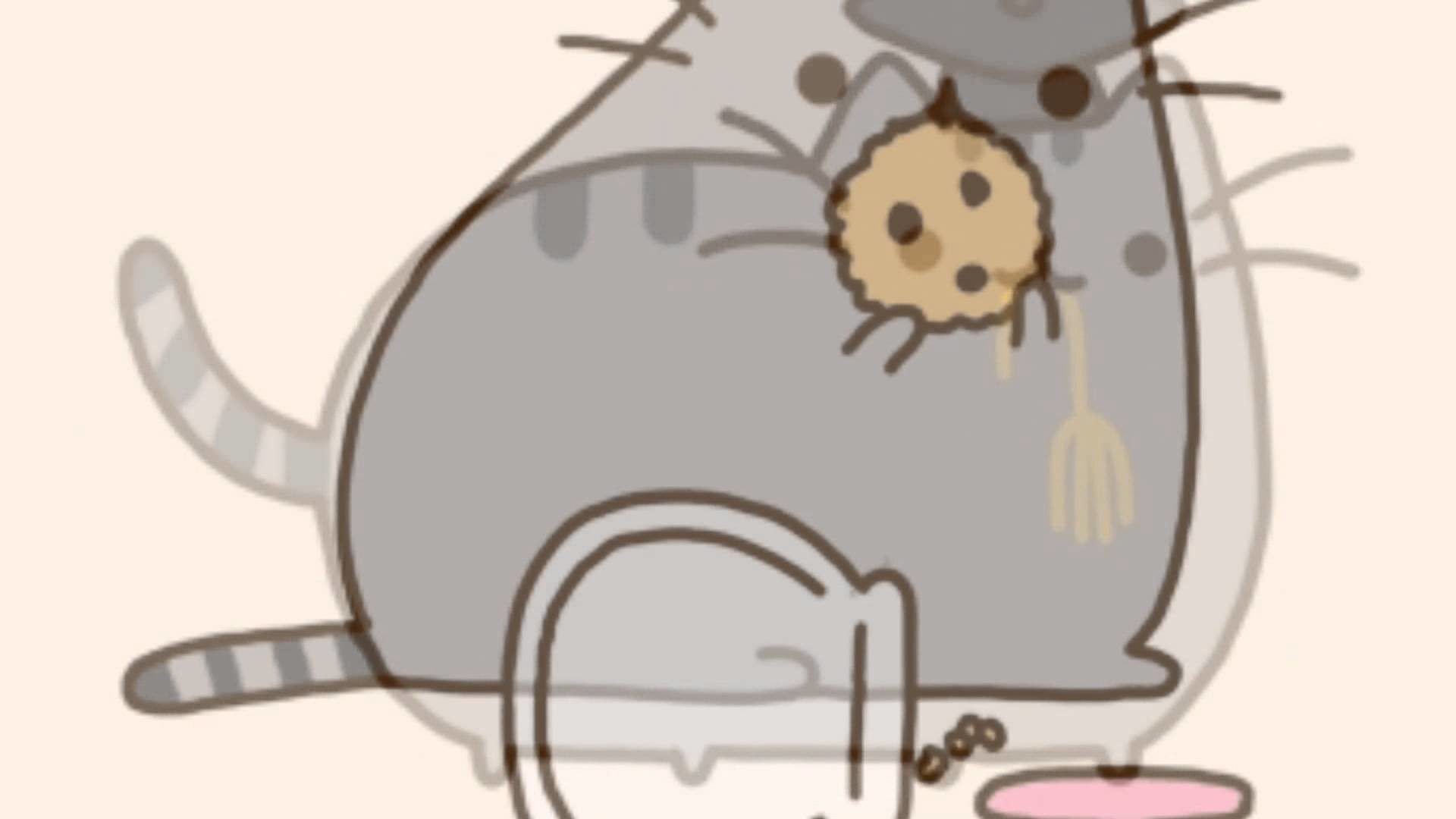 Pusheen, Biscotto, Primo piano, Full HD, sfondo desktop