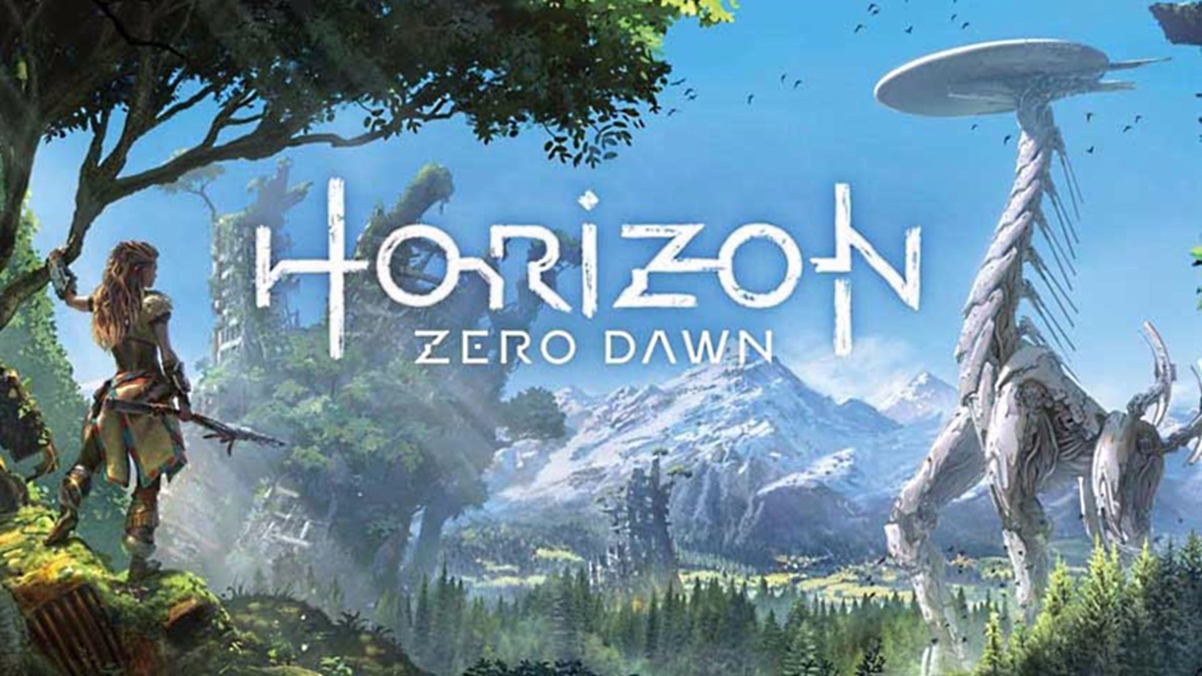 Aloy, Horizon Zero Dawn, Tallneck, Logo, 16:9 4K, sfondo widescreen