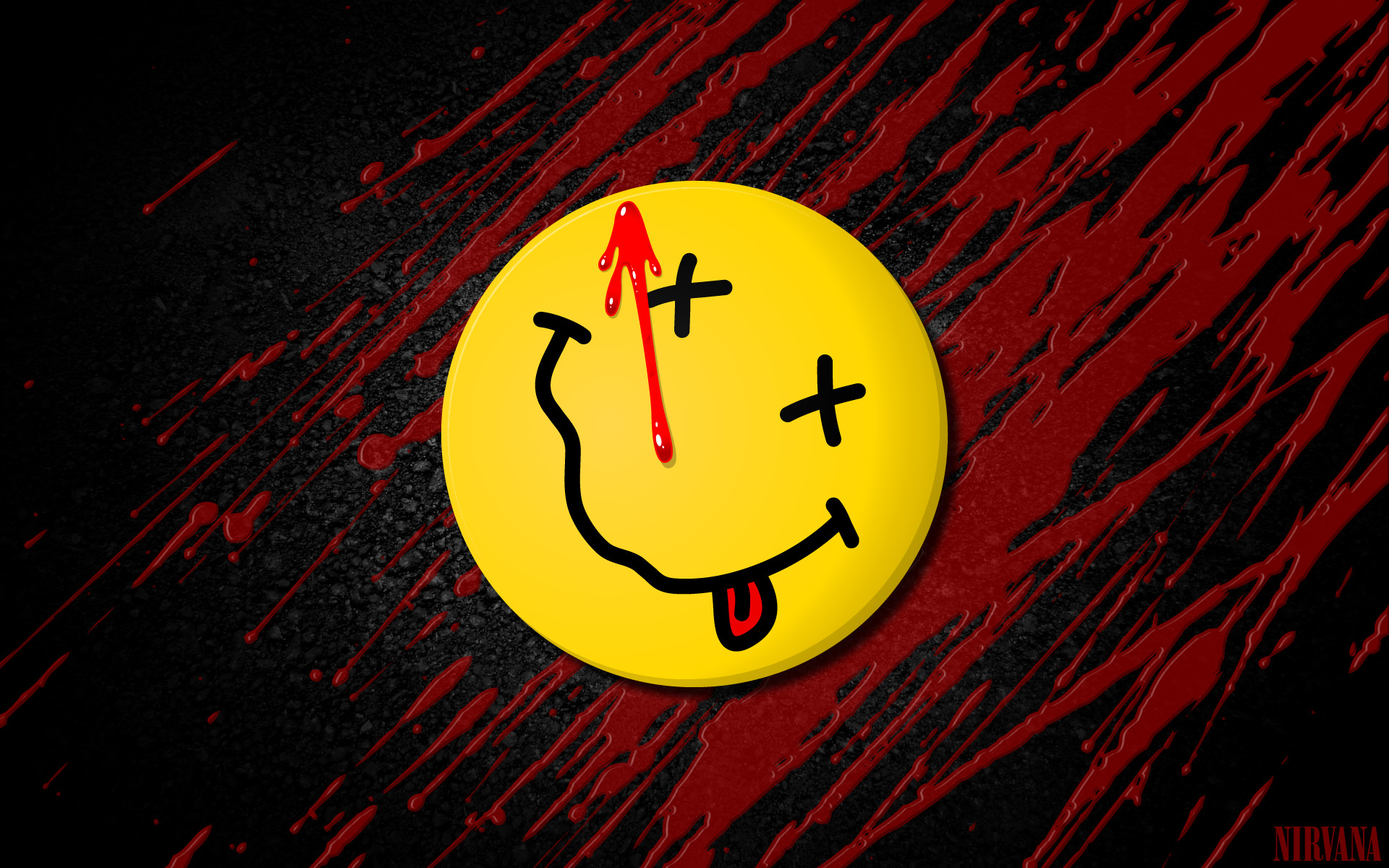 Smiley Nirvana, Nirvana, Watchmen, Schizzi rossi, 1920x1200, sfondo MacBook Pro