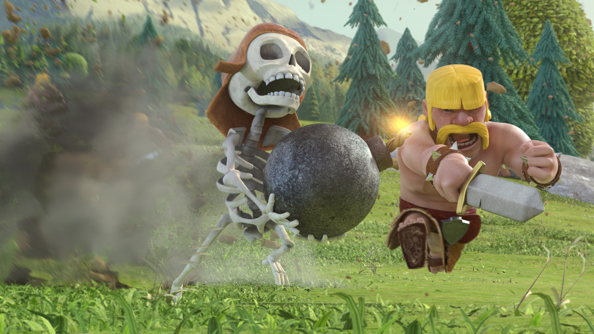 Spaccamuro, Barbaro, Clash of Clans, Bomba, Bosco, Full HD, sfondo per PC