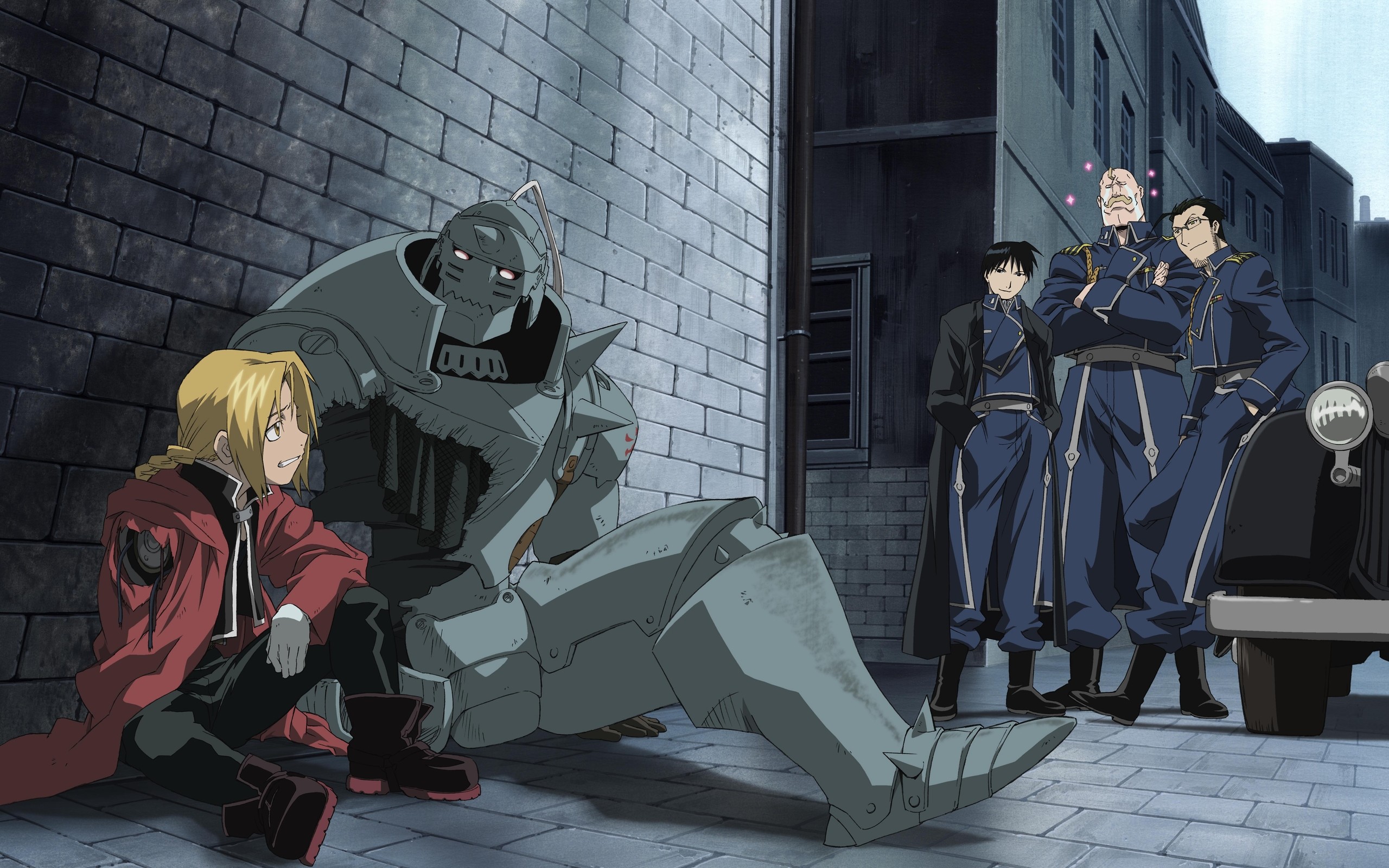 Edward Elric, Alphonse Elric, Roy Mustang, Fullmetal Alchemist: Brotherhood, Strada, sfondo 2K