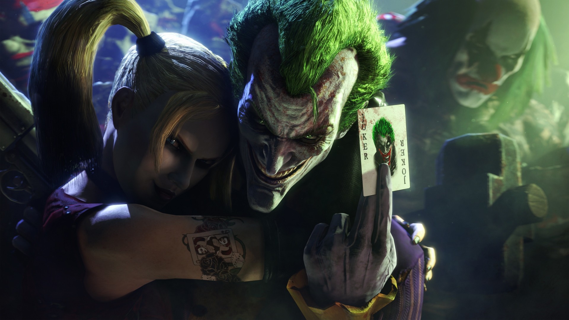 Joker, Harley Quinn, Batman: Arkham City, Videogioco, Abbraccio, sfondo desktop 1920x1080