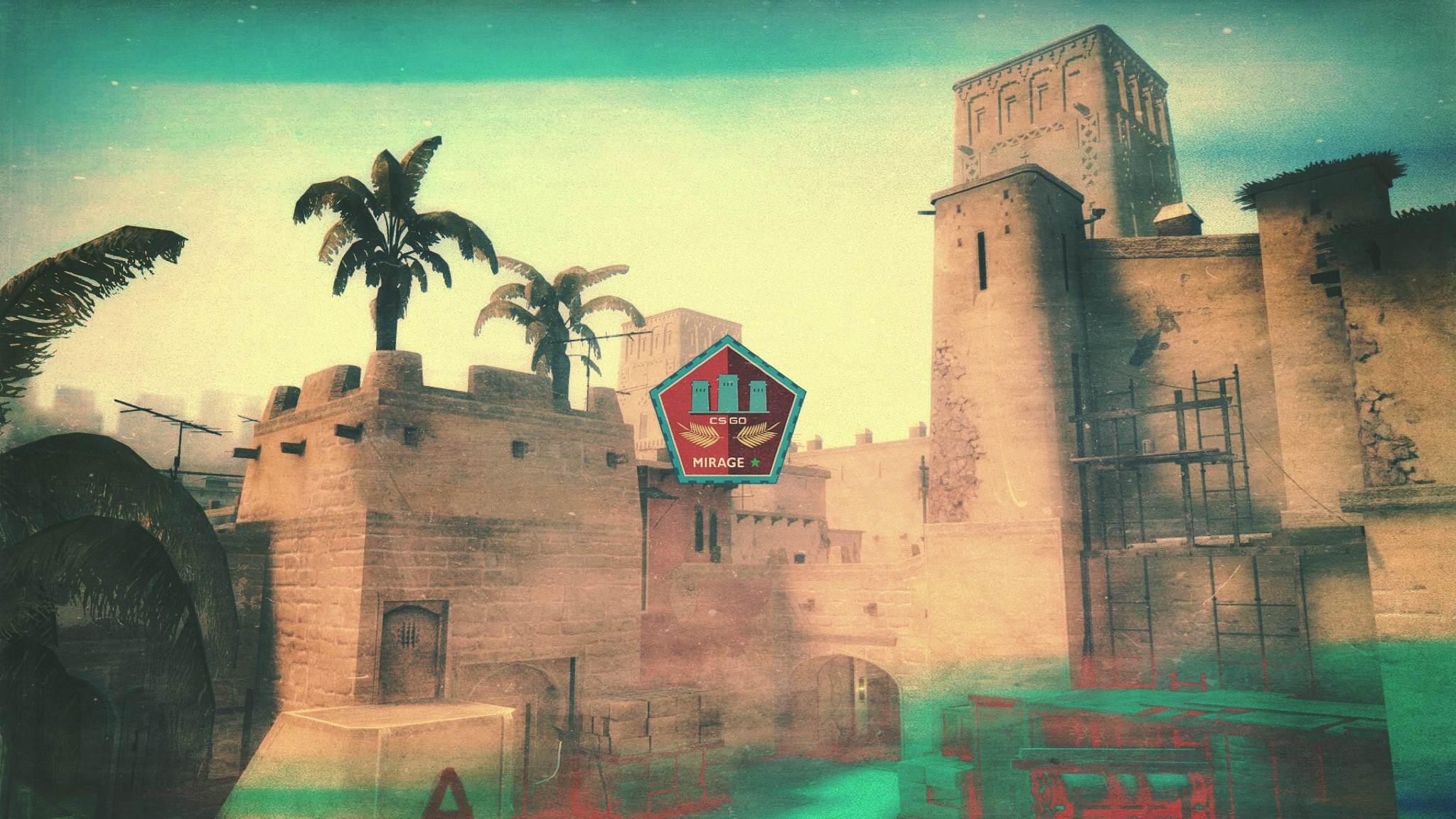 Mirage, CS:GO, Mappa, Palme, Full HD, sfondo per portatile