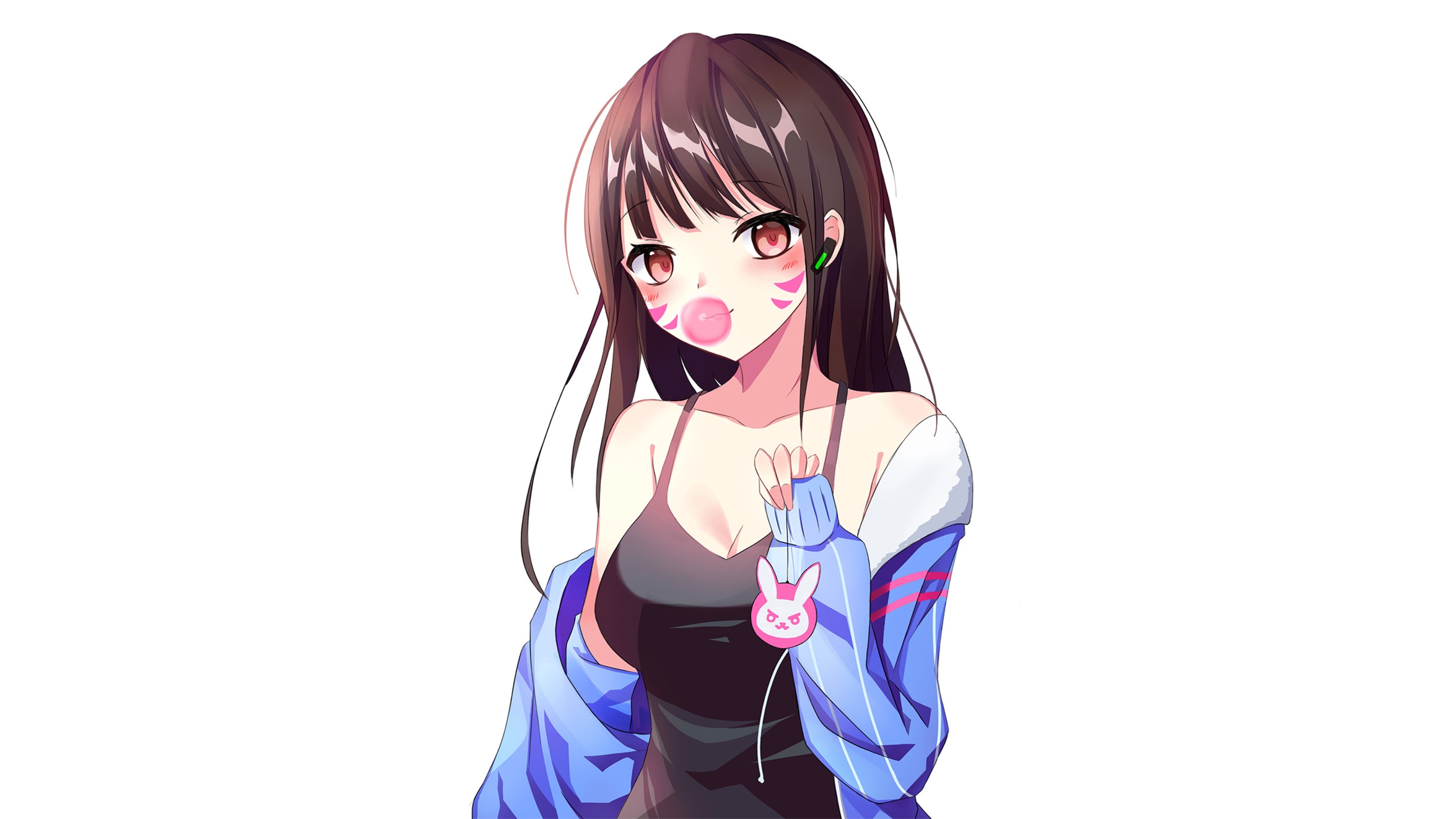D.Va, Overwatch, Anime, Sfondo bianco, 16:9 4K, wallpaper widescreen