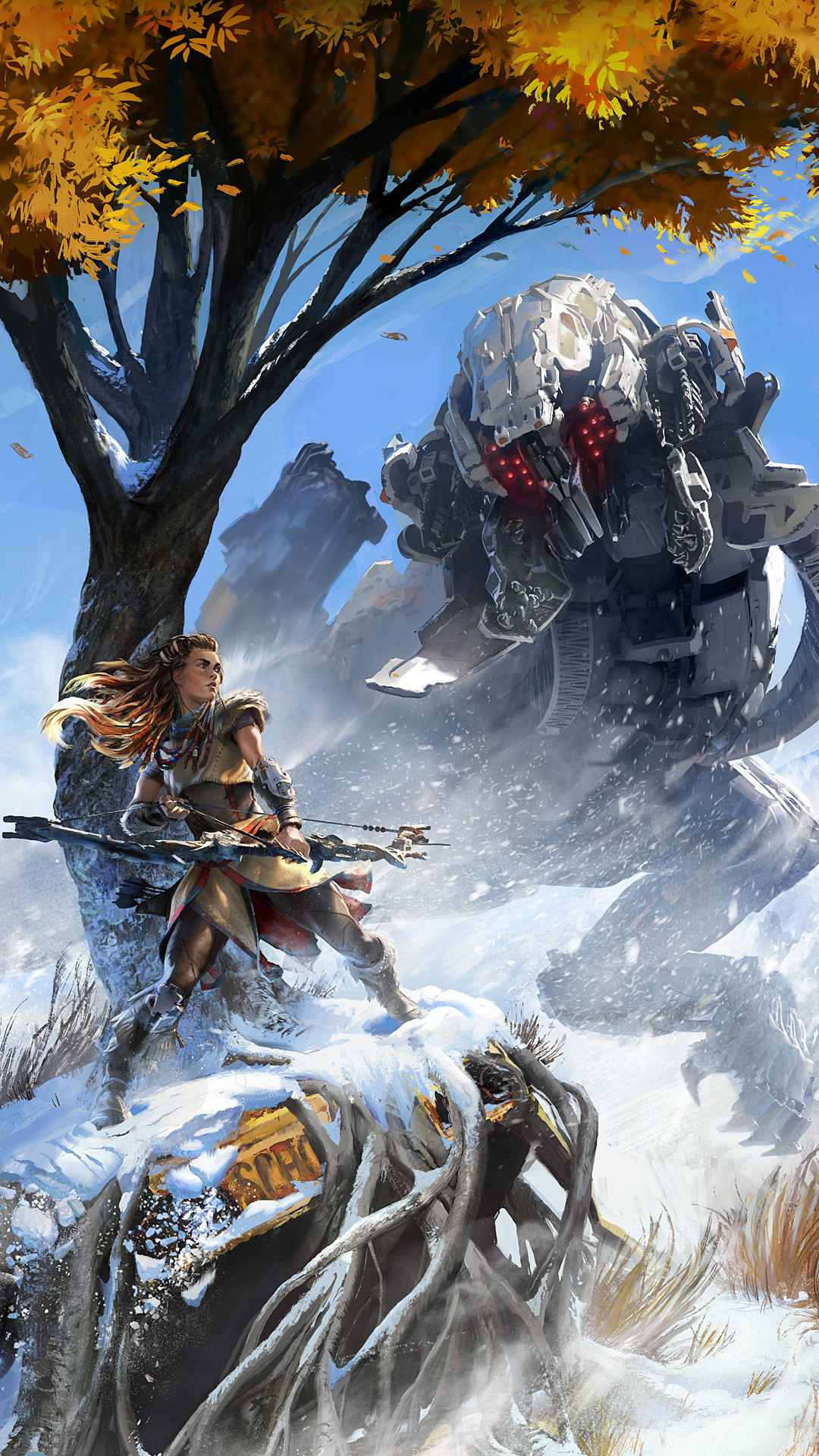 Aloy, Horizon Zero Dawn, Neve, Macchina, Full HD, sfondo per iPhone e Android