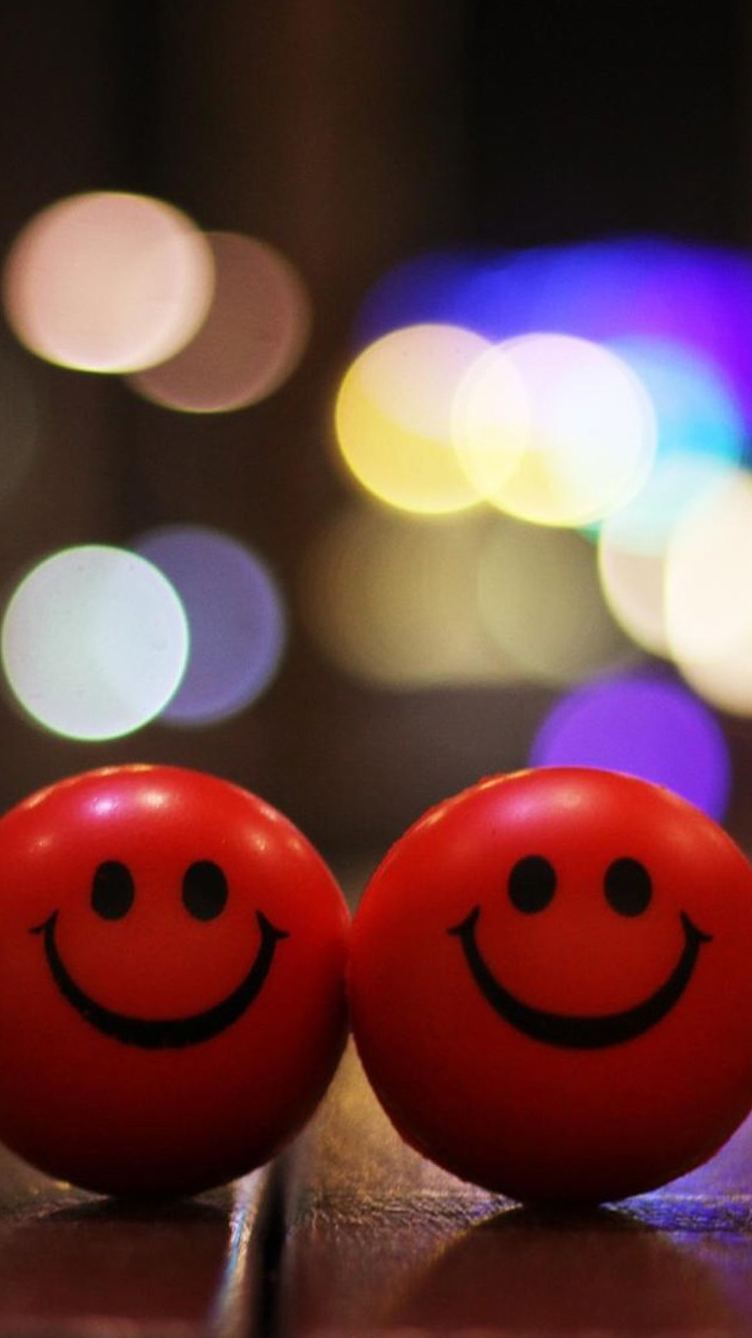 Smile, Palline rosse, Bokeh, Faccine, Full HD, sfondo per smartphone