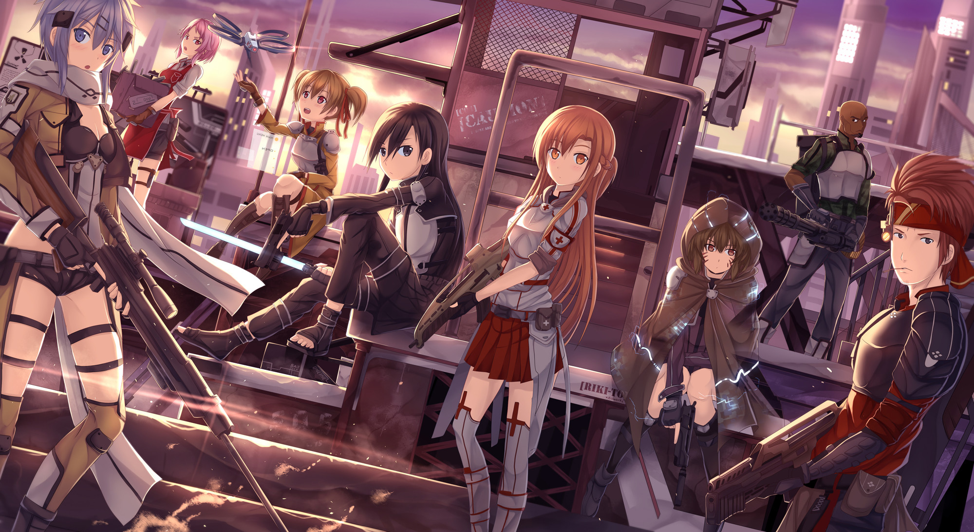 Kirito, Asuna, Sinon, Sword Art Online, Gruppo, Full HD, sfondo per portatile