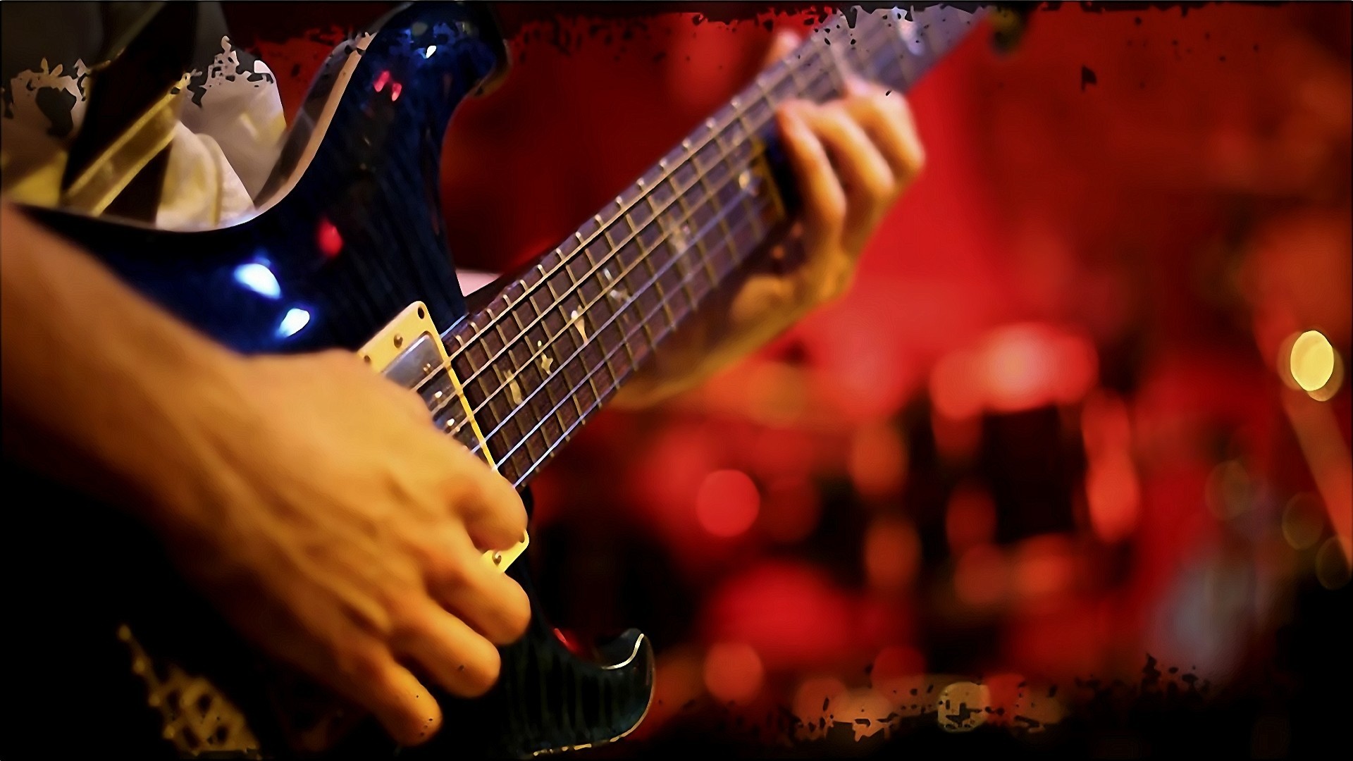 Chitarrista, Chitarra elettrica, Mani, Sfondo rosso, Full HD, wallpaper per computer