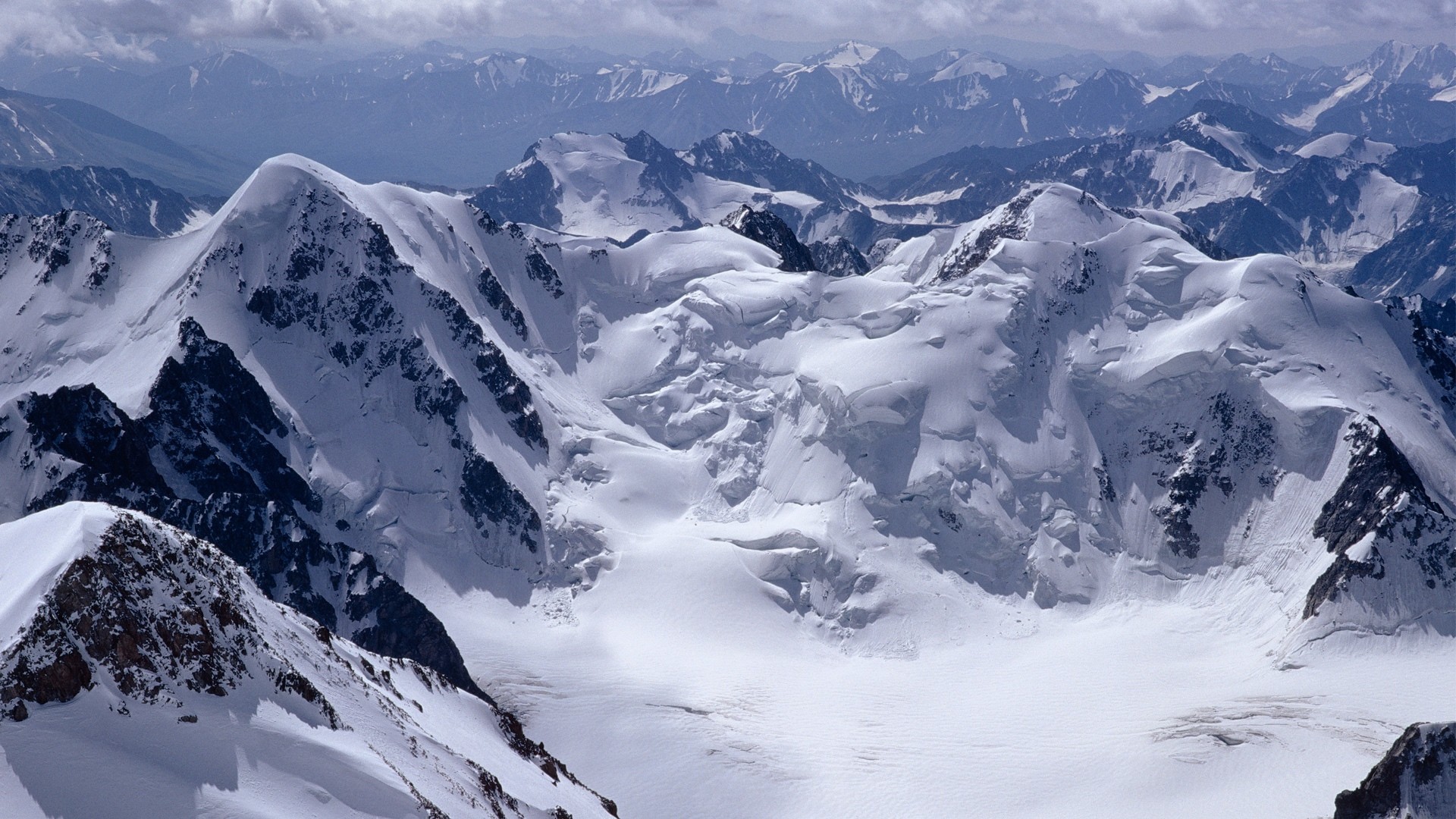 Montagne innevate, Ghiacciaio, Vista aerea, Inverno, Full HD, immagine di sfondo PC