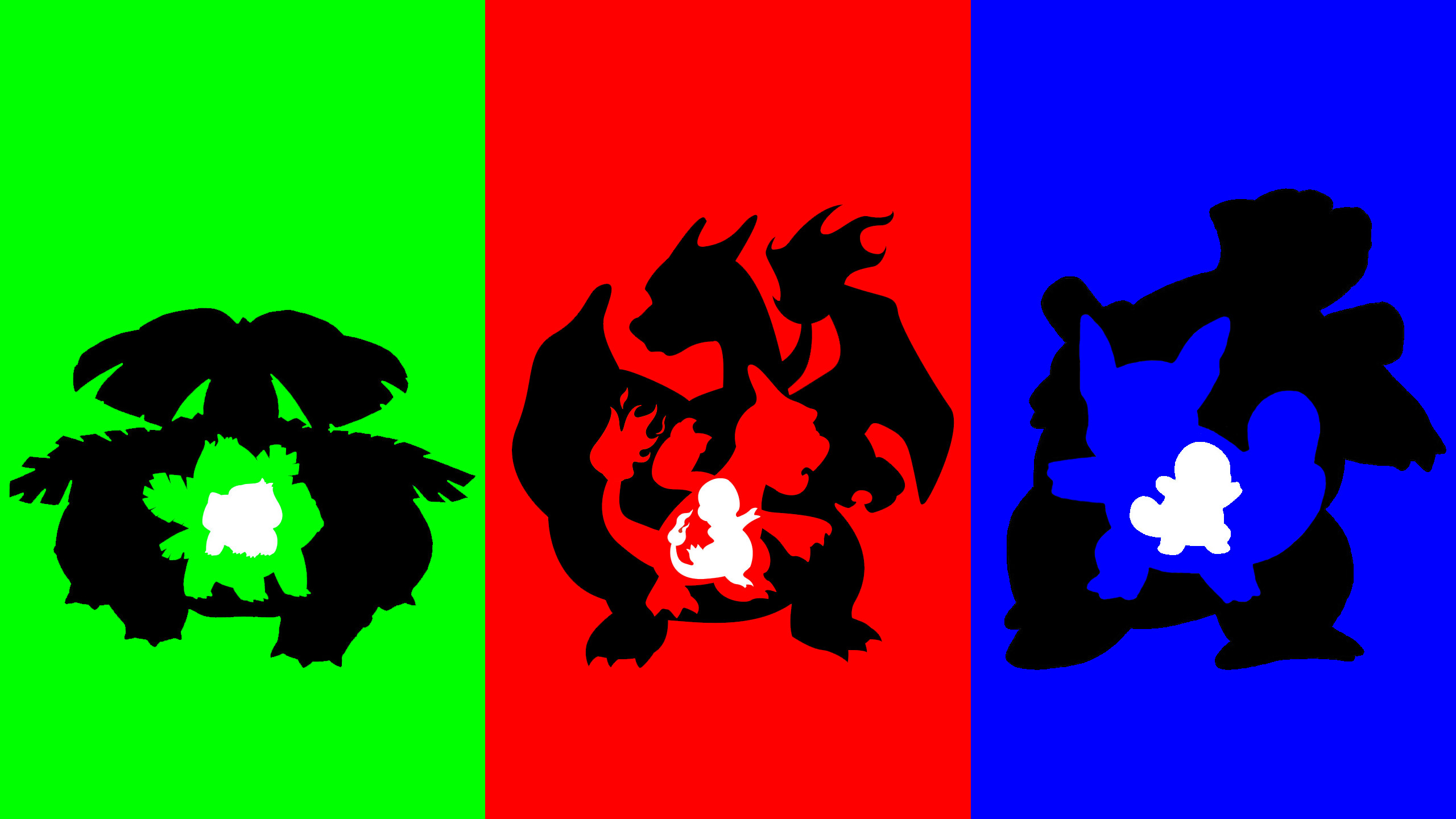 Venusaur, Charizard, Blastoise, Bulbasaur, Charmander, Squirtle, Silhouette, immagine di sfondo