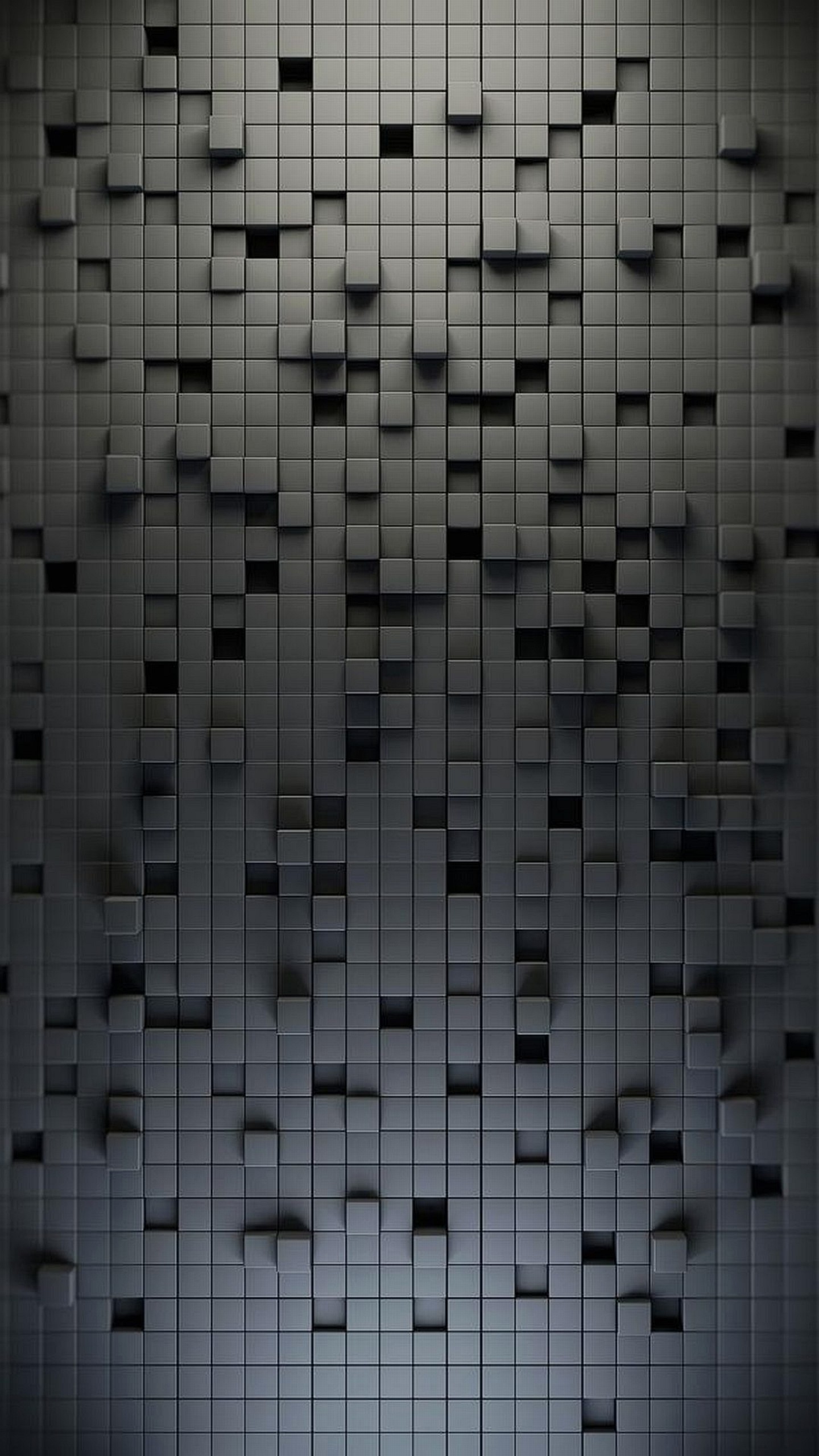Cubi 3D, Astratto, Grigio, QHD+, sfondo per smartphone