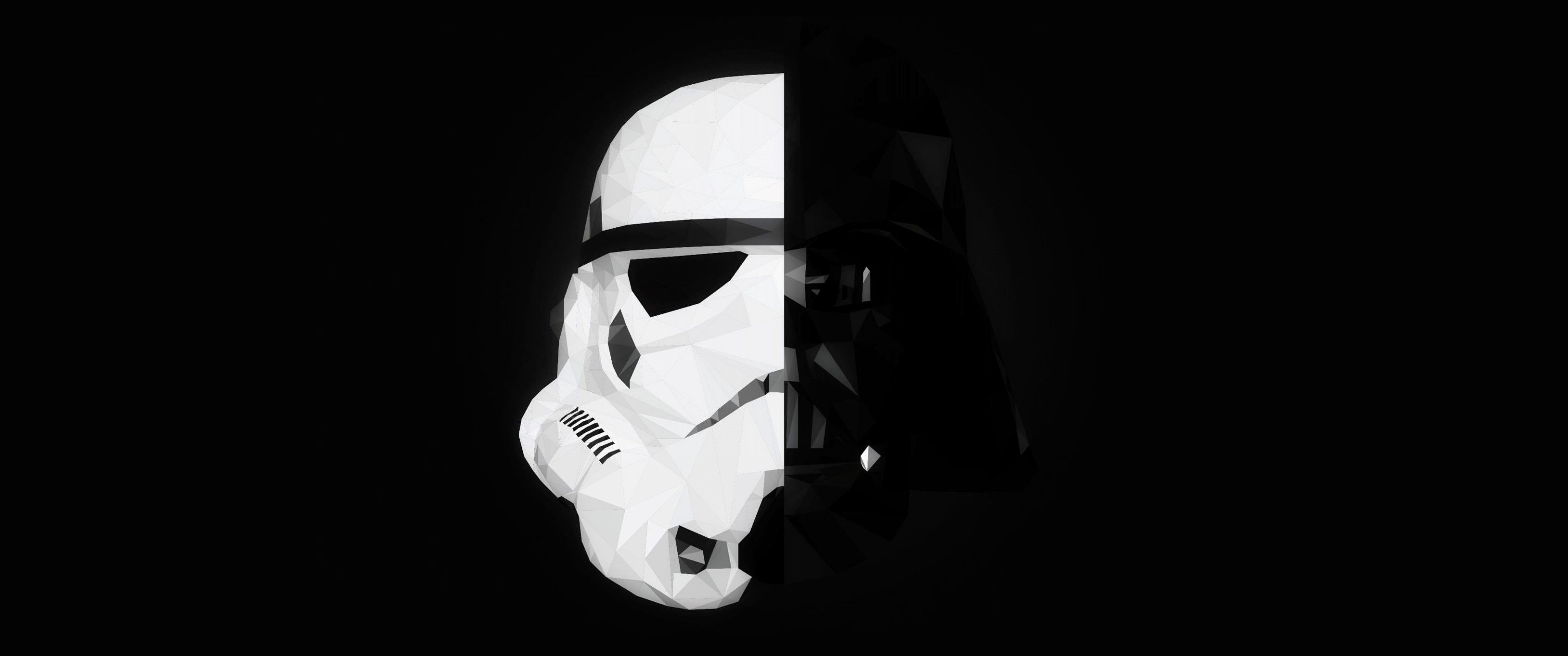 Stormtrooper, Darth Vader, Star Wars, Elmo, Bianco e nero, 21:9 2K, sfondo widescreen