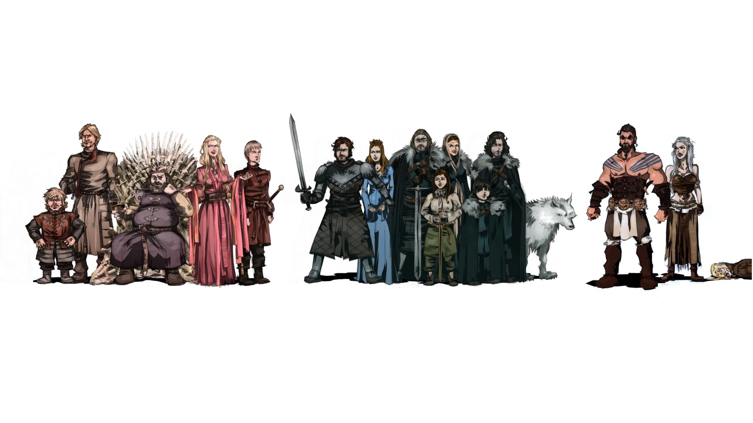 Personaggi del Trono di Spade, Jon Snow, Daenerys Targaryen, Khal Drogo, Il Trono di Spade, Pixel art, sfondo 2K
