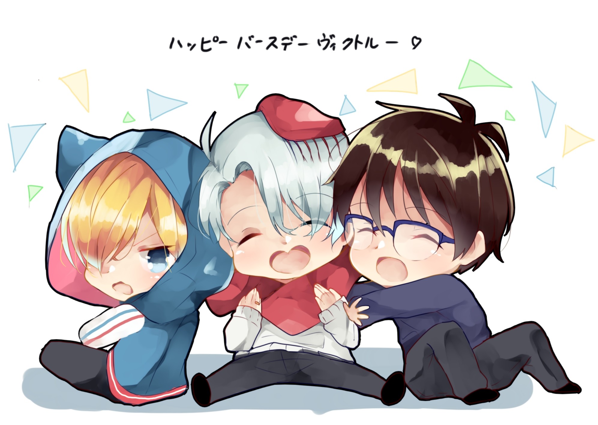 Yuri Plisetsky, Victor Nikiforov, Yuri Katsuki, Yuri!!! on Ice, Chibi, Compleanno, sfondo per PC