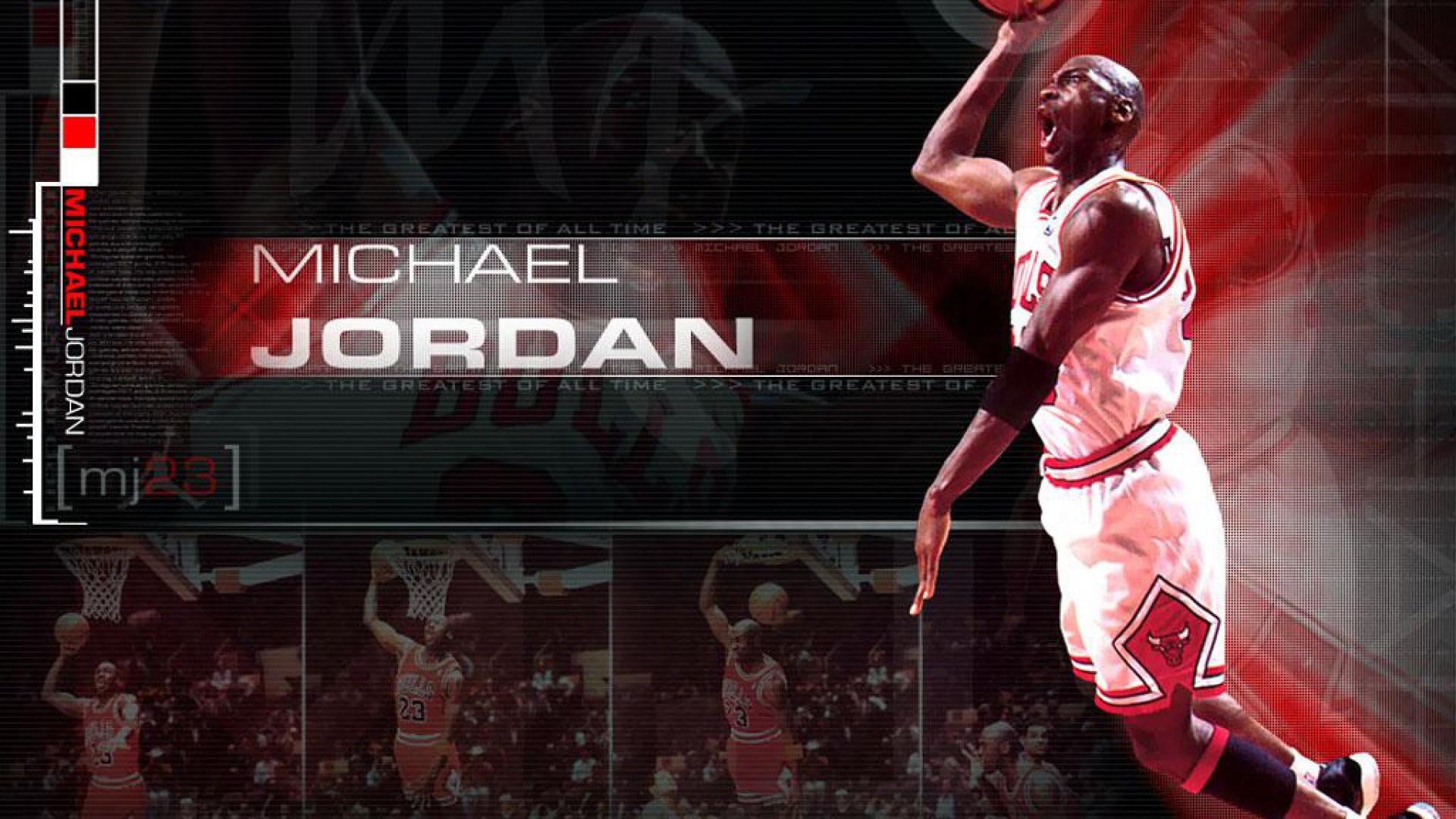 Michael Jordan, Chicago Bulls, Schiacciata, Rosso, Full HD, sfondo per PC e portatile