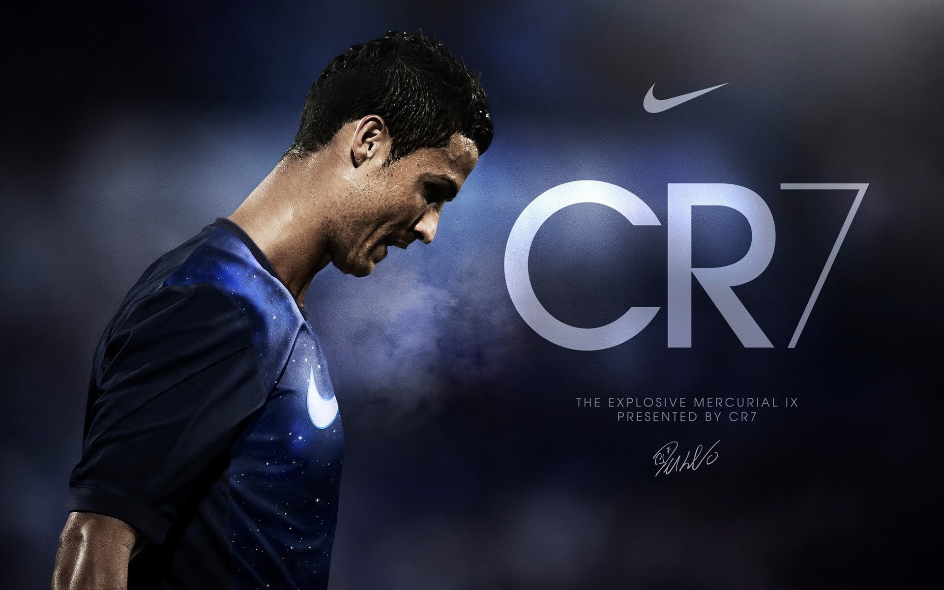 Cristiano Ronaldo, CR7, Nike Mercurial, Blu notte, 16:10 Full HD, wallpaper widescreen