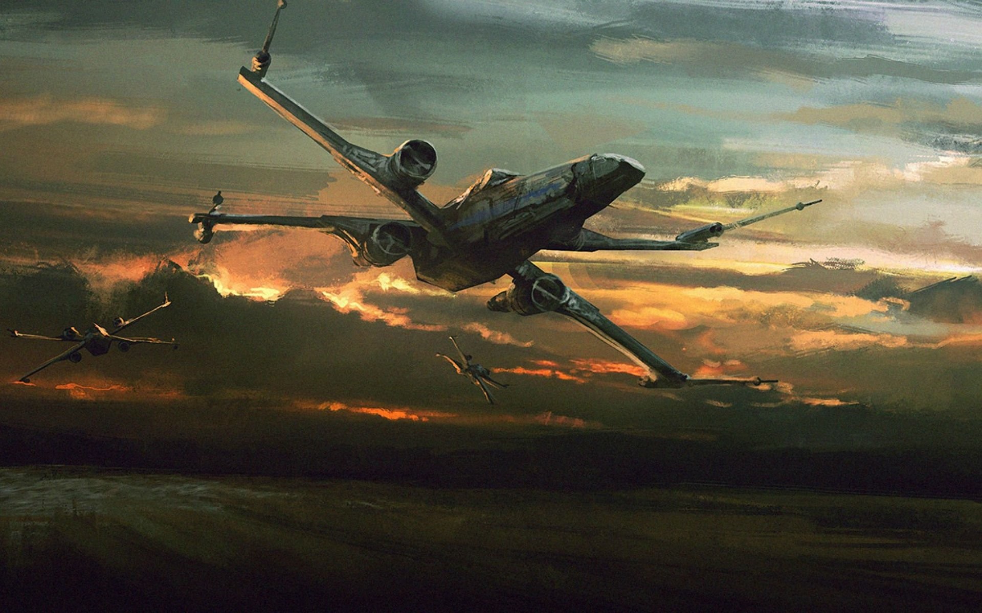 X-wing, Battaglia, Tramonto, Star Wars, 1920x1200, sfondo per PC