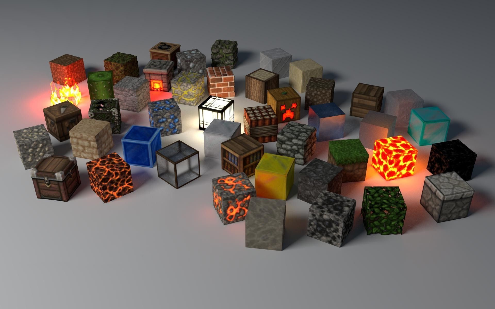 Minecraft, Blocchi, Minerali, Rendering 3D, 1920x1200, wallpaper desktop