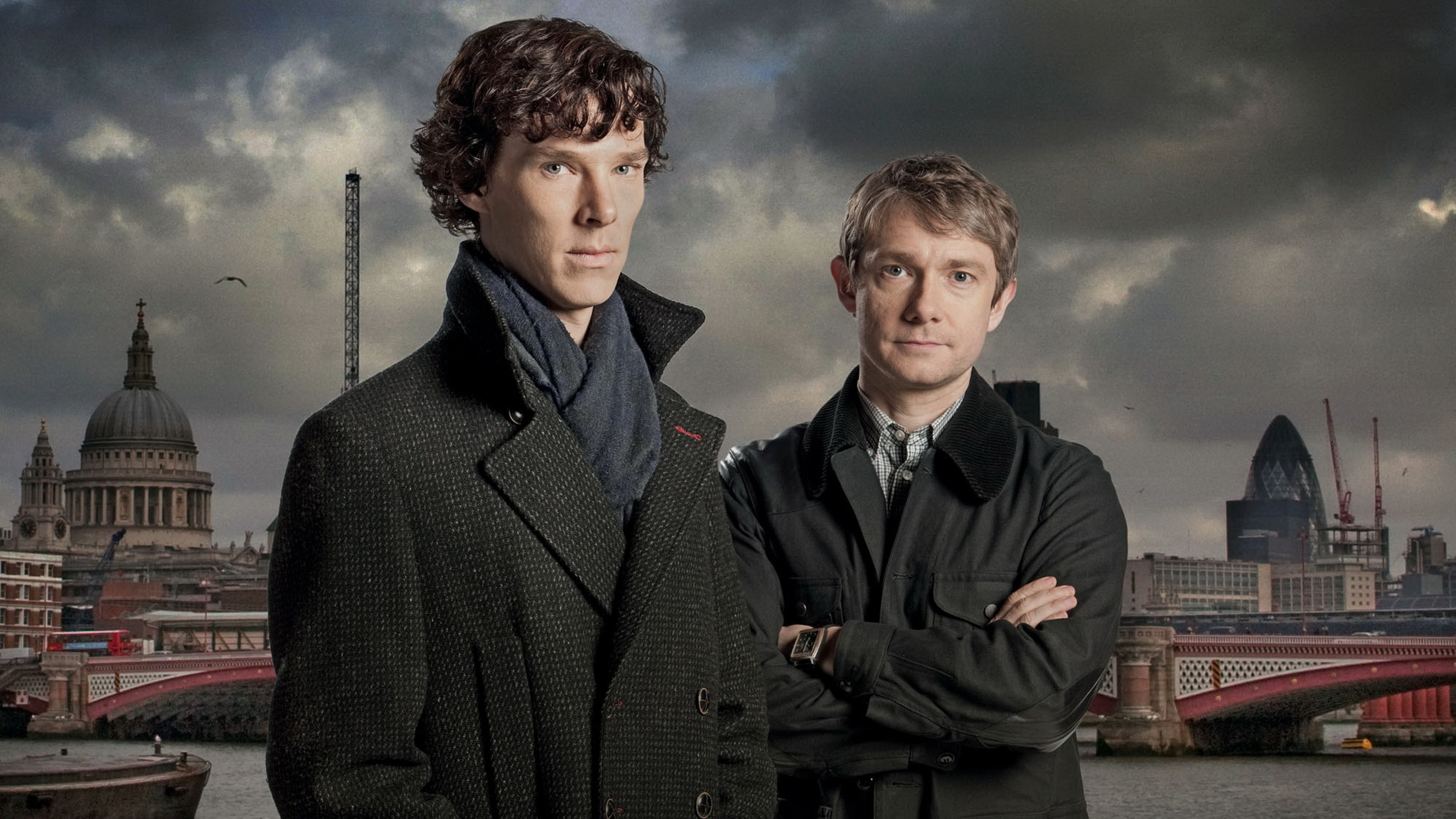 Sherlock Holmes, John Watson, Benedict Cumberbatch, Martin Freeman, Sherlock, Londra, Cattedrale di San Paolo, immagine di sfondo