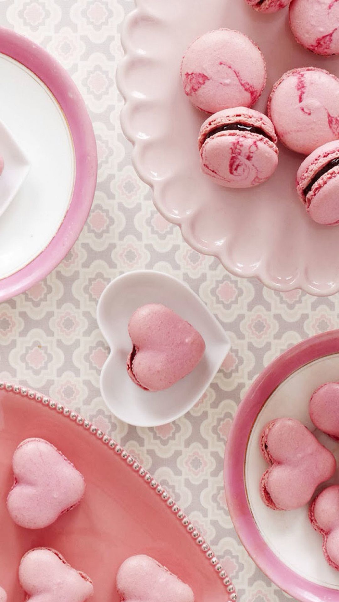 Macarons, Cuori, Rosa, Full HD, schermata di blocco iPhone