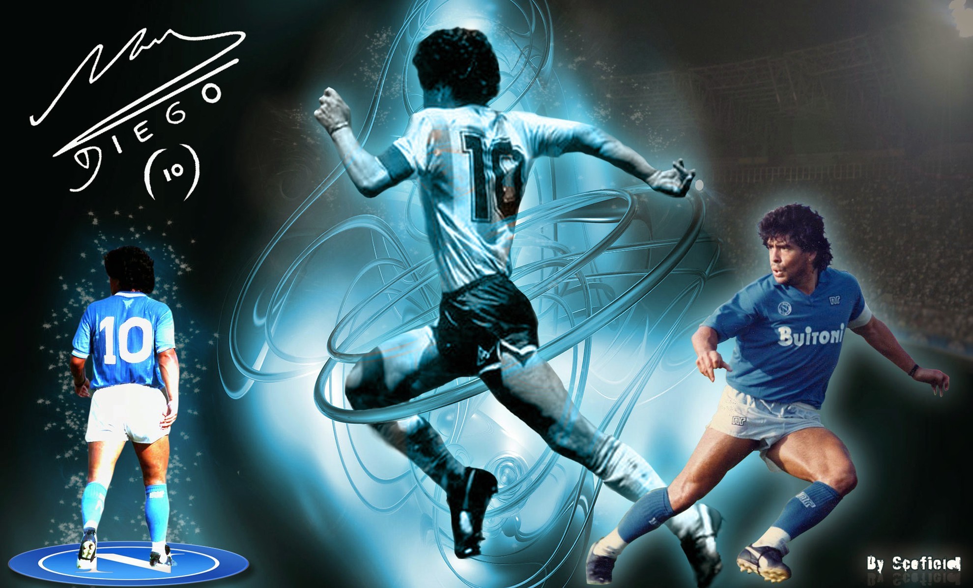 Diego Armando Maradona, SSC Napoli, Numero 10, Autografo, Calcio, wallpaper desktop Full HD