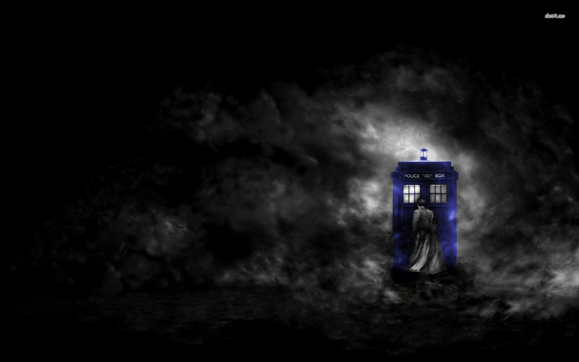 TARDIS, Doctor Who, Fumo, Bianco e nero, Full HD, sfondo desktop