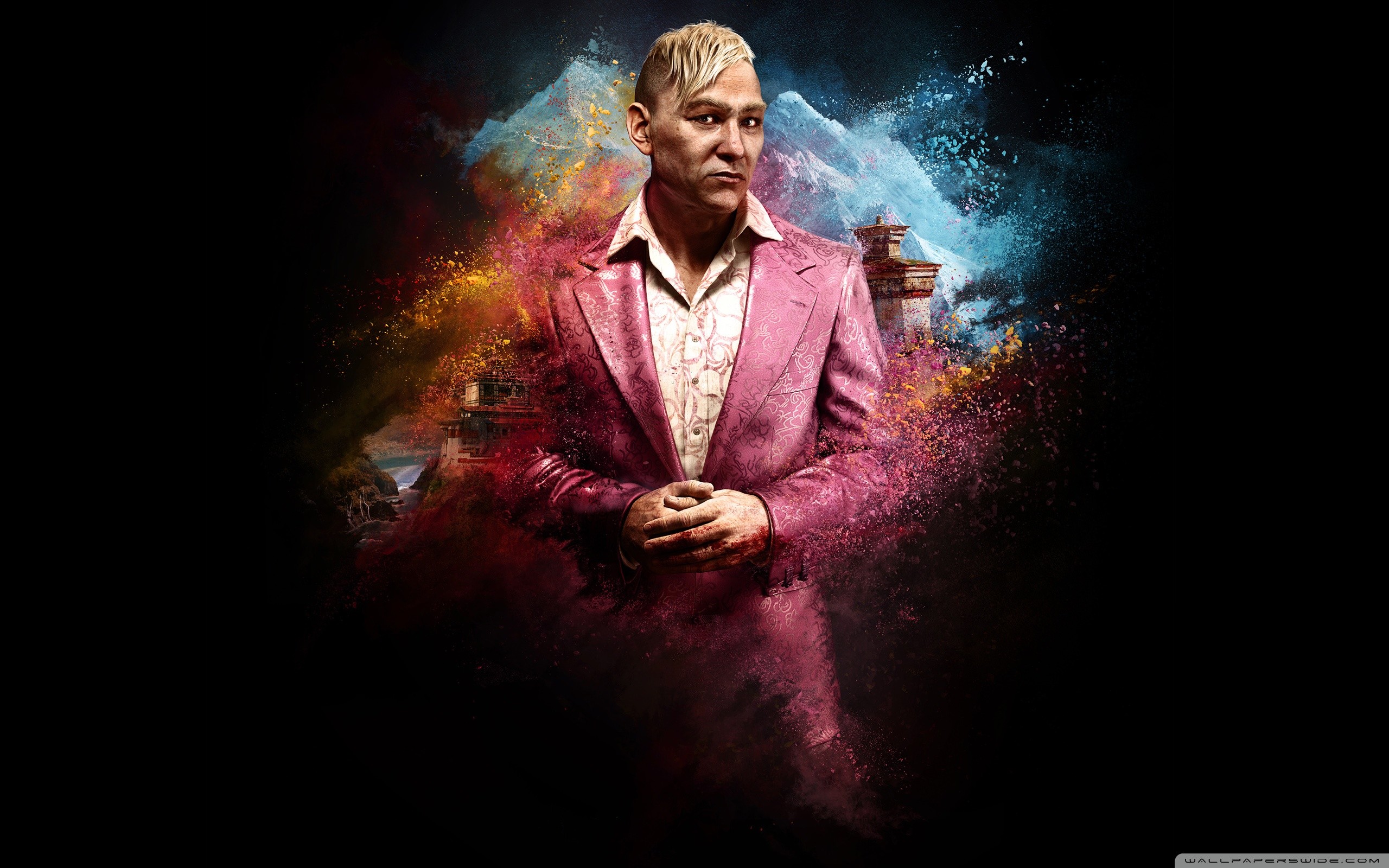 Pagan Min, Far Cry 4, Ritratto, Sfondo nero, 2K, wallpaper desktop