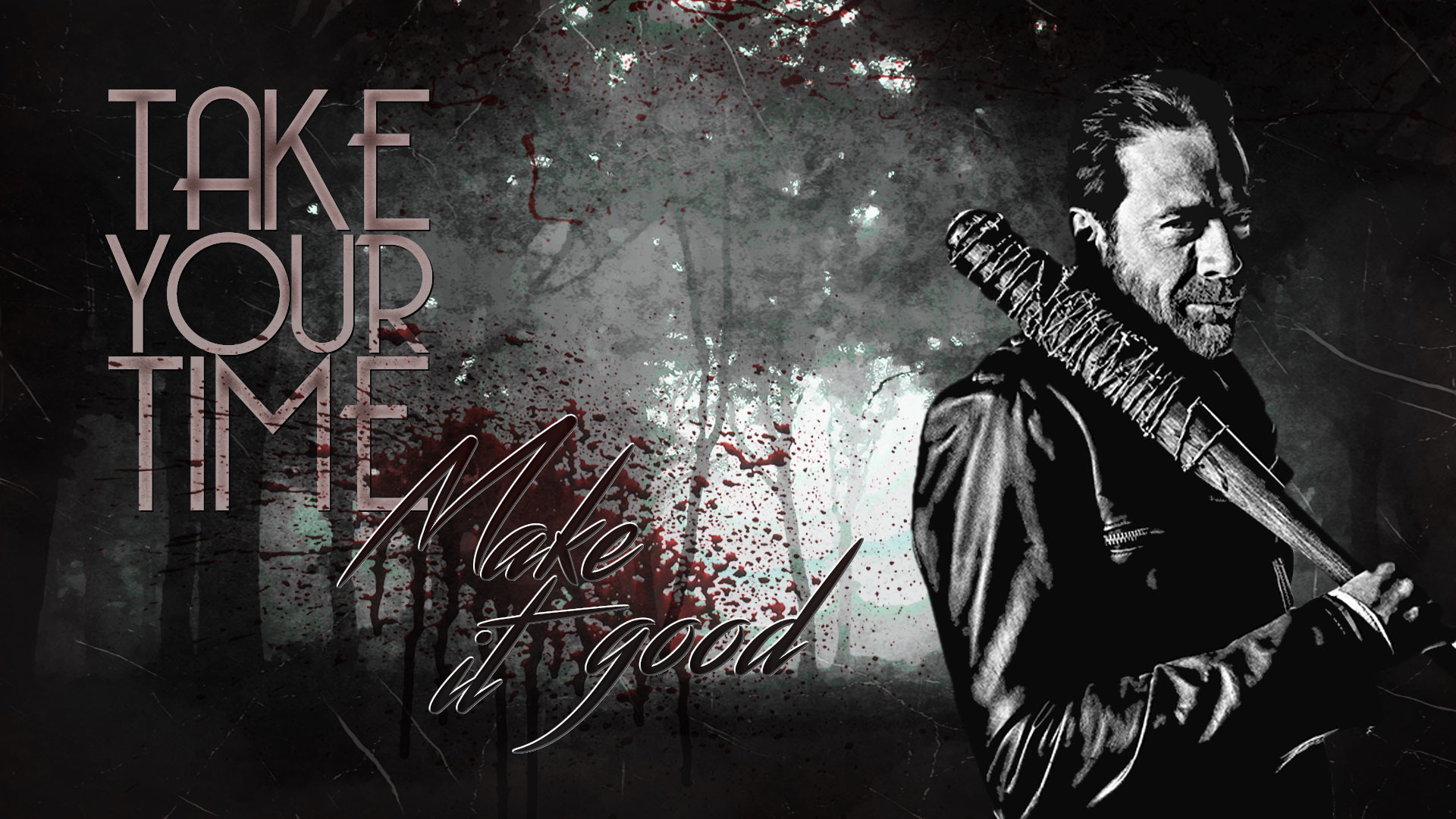 Negan, Jeffrey Dean Morgan, The Walking Dead, Lucille, Bianco e nero, sfondo desktop 1920x1080