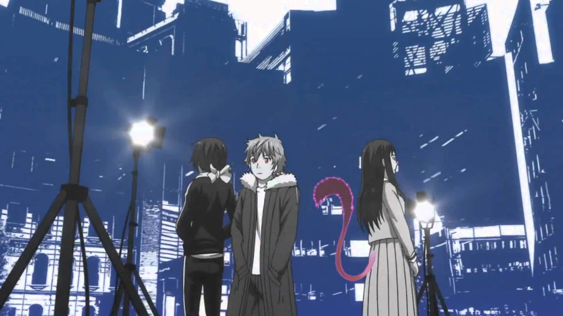 Yato, Hiyori Iki, Yukine, Noragami, Città, Notte, 1920x1080, immagine di sfondo