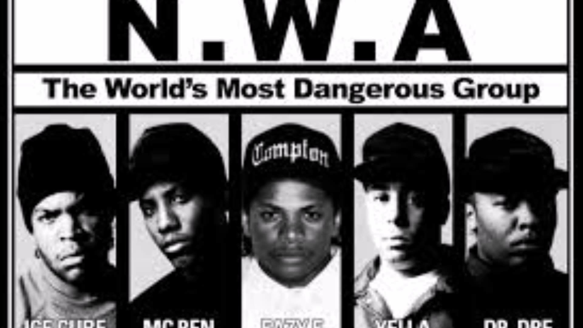 N.W.A, The World's Most Dangerous Group, Ice Cube, Eazy-E, Dr. Dre, Bianco e nero, sfondo 1080p