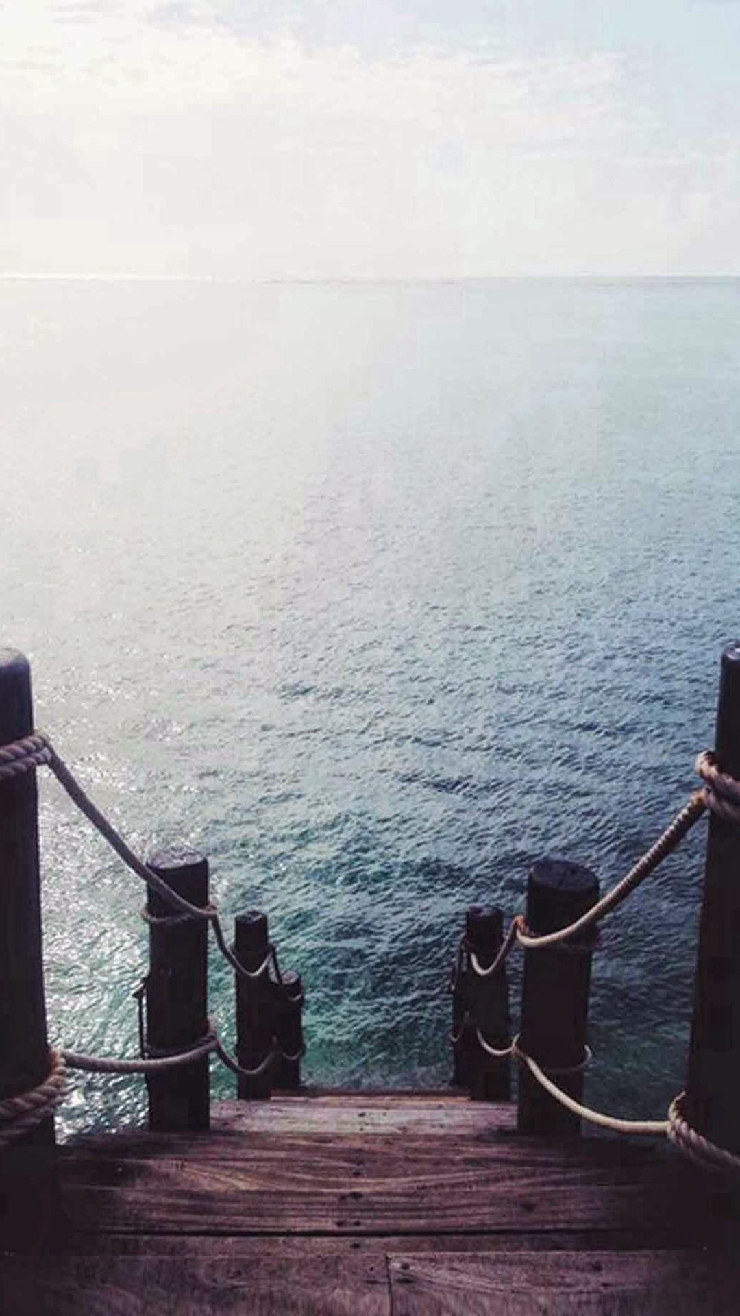 Pontile, Mare, Scale, Nebbia, sfondo schermata di blocco iPhone 6